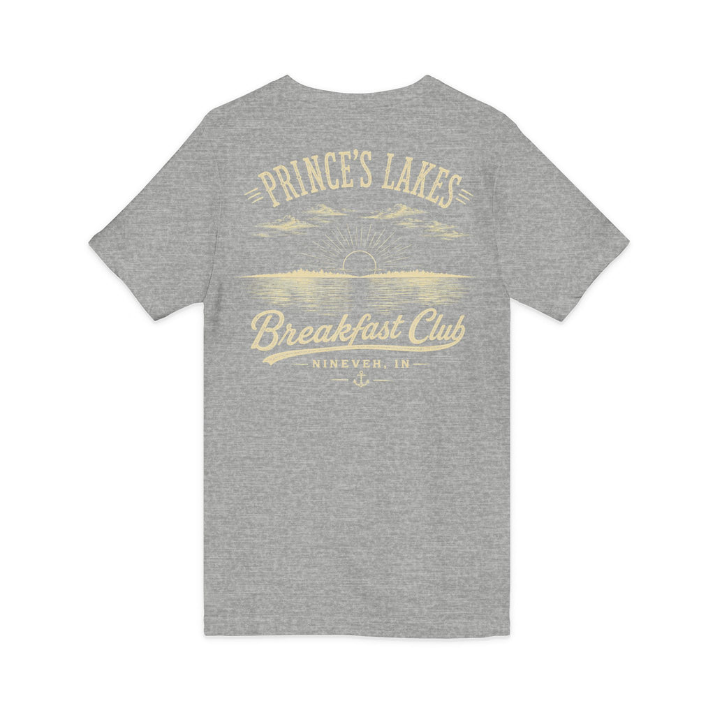 Good Food Good Company Good Morning V-Neck Tee — Retro Lake Breakfast Club Graphic Shirt