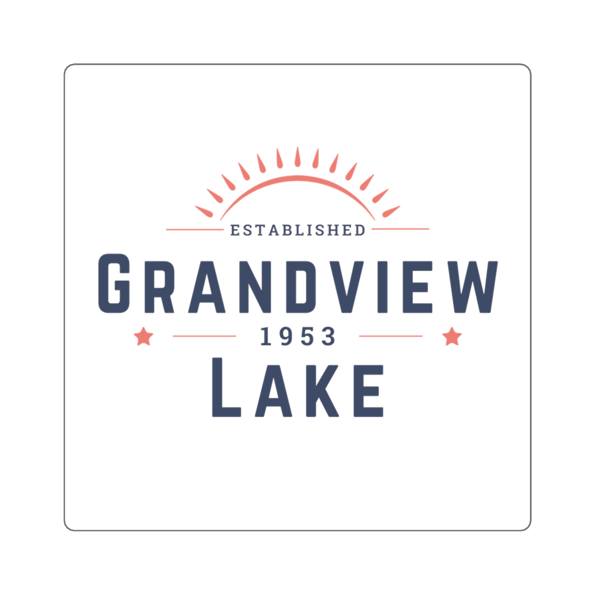 Grandview Lake Established 1953 Square Sticker — Vintage Lakeside Decal