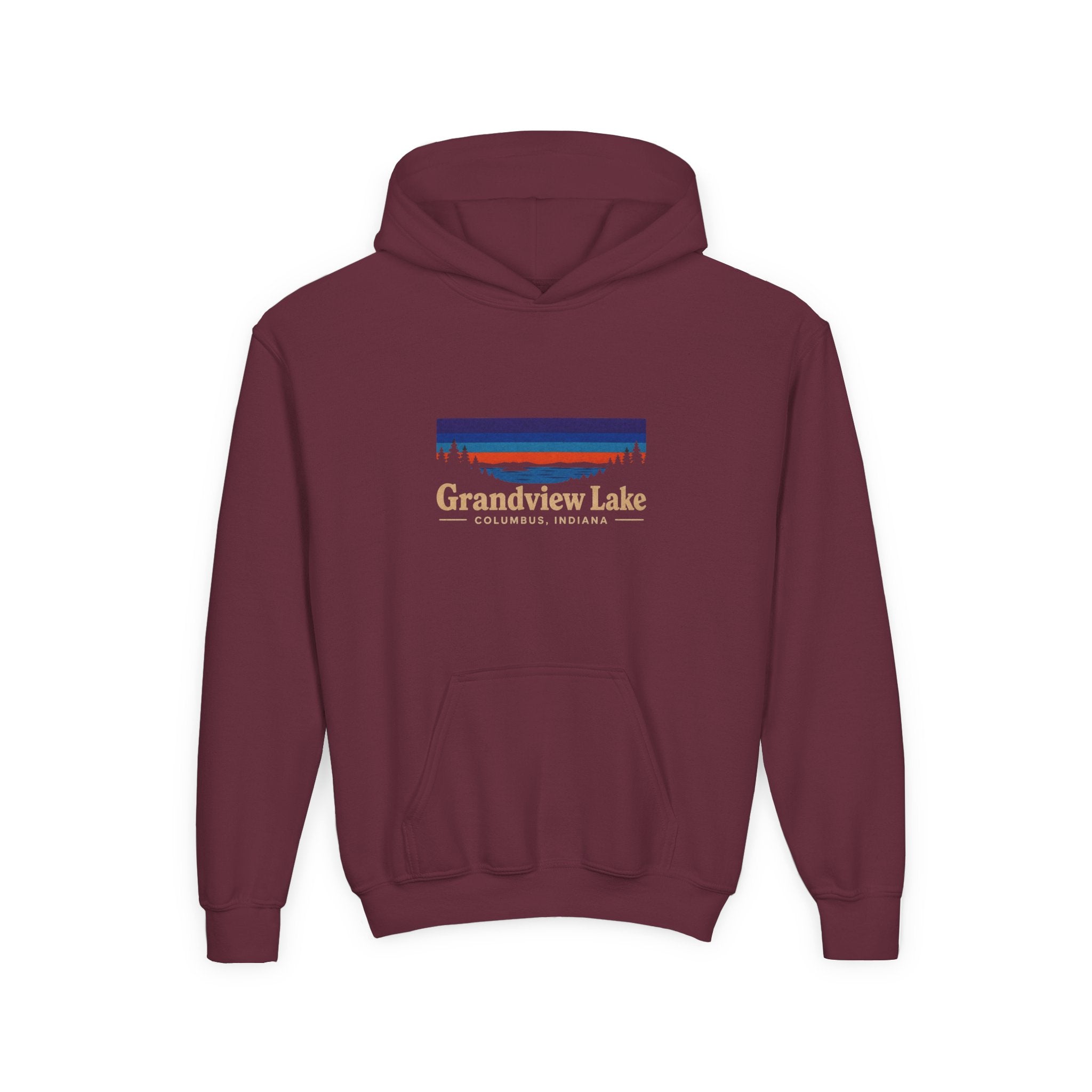 Youth Hoodie - Grandview Lake Sunset Logo