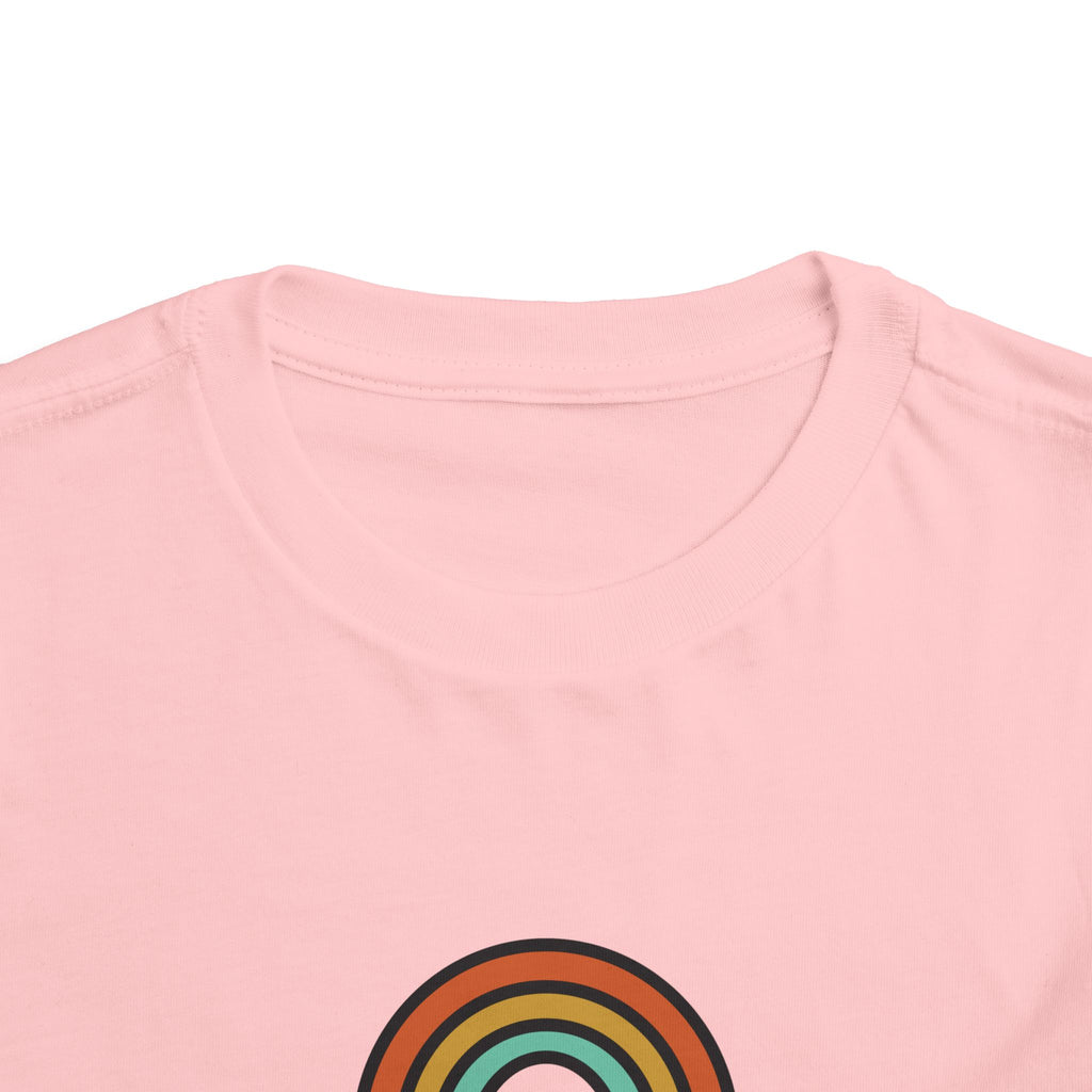 Retro Rainbow Toddler Tee — "Lamb Lake" Graphic Short Sleeve