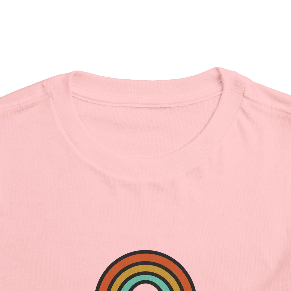 Retro Rainbow Toddler Tee — "Lamb Lake" Graphic Short Sleeve
