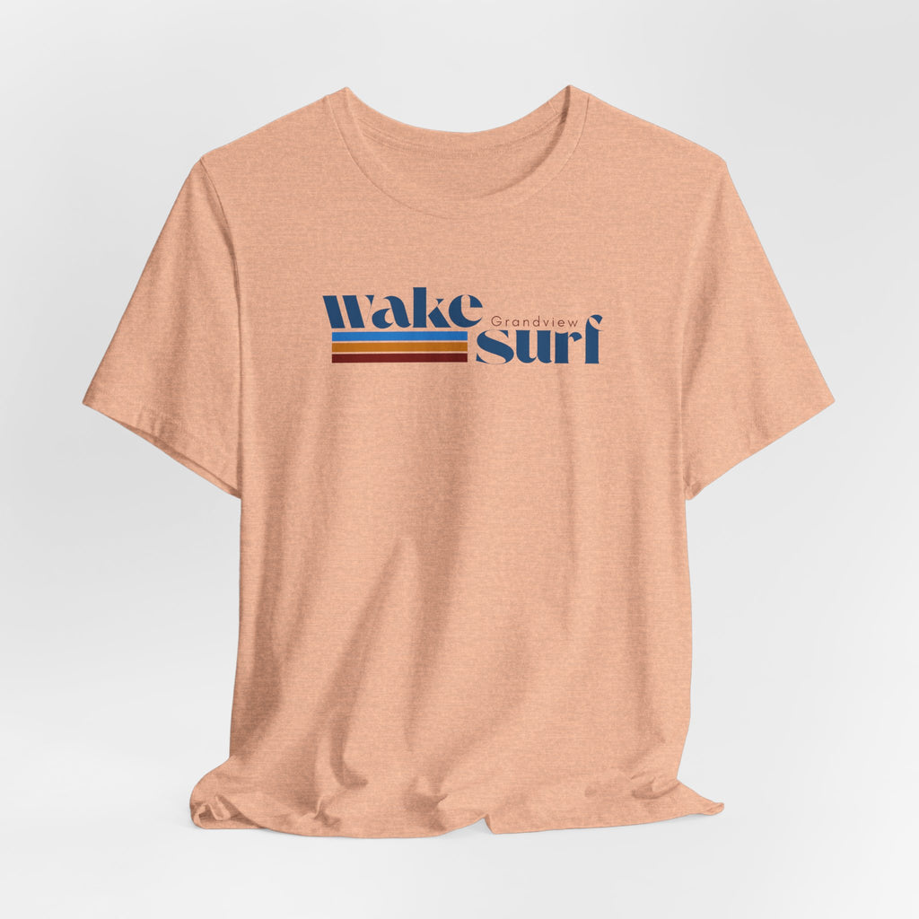 Wake Surf Grandview Stripe Tee — Retro Surfing Graphic T-Shirt