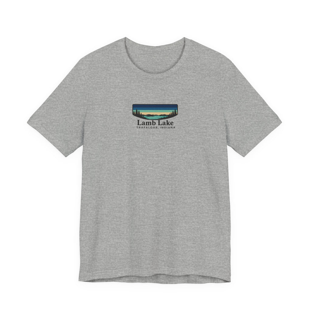 Lamb Lake Landscape Tee — Retro Mountain Lake Graphic T-Shirt