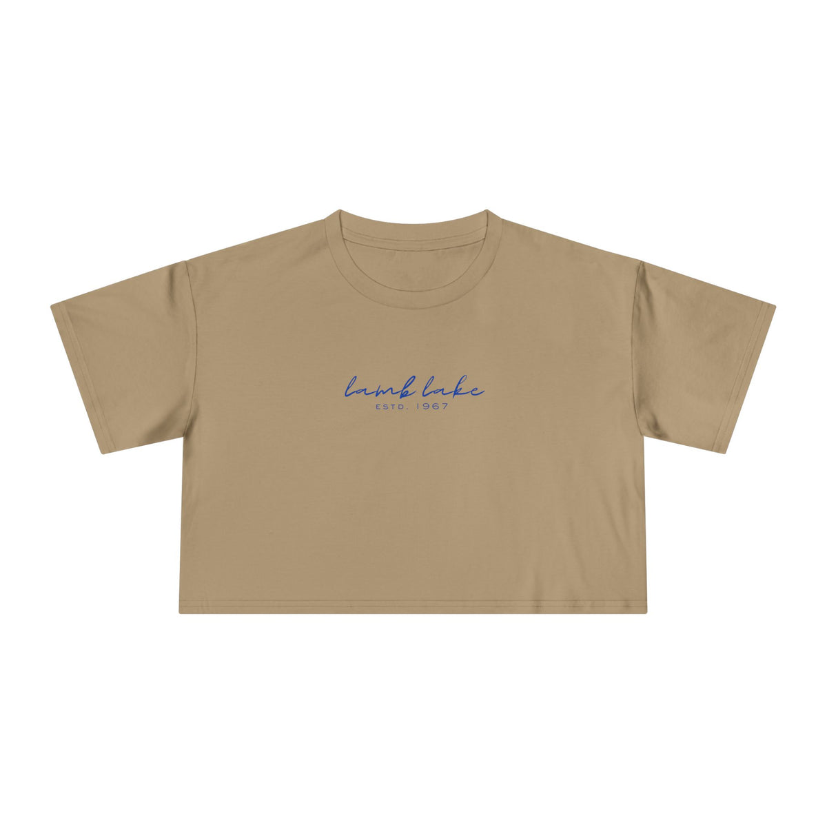 Script Logo Crop Tee — "lamb lake" Women's Casual Top