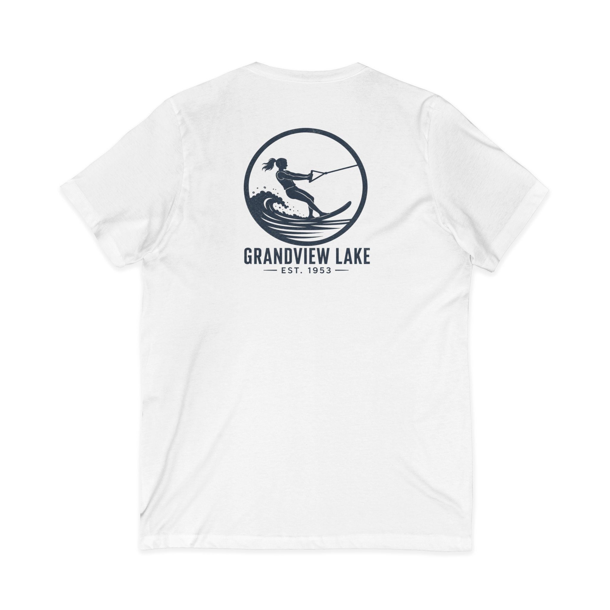 Lake Waterski V-Neck Tee — Grandview Lake Est. 1953