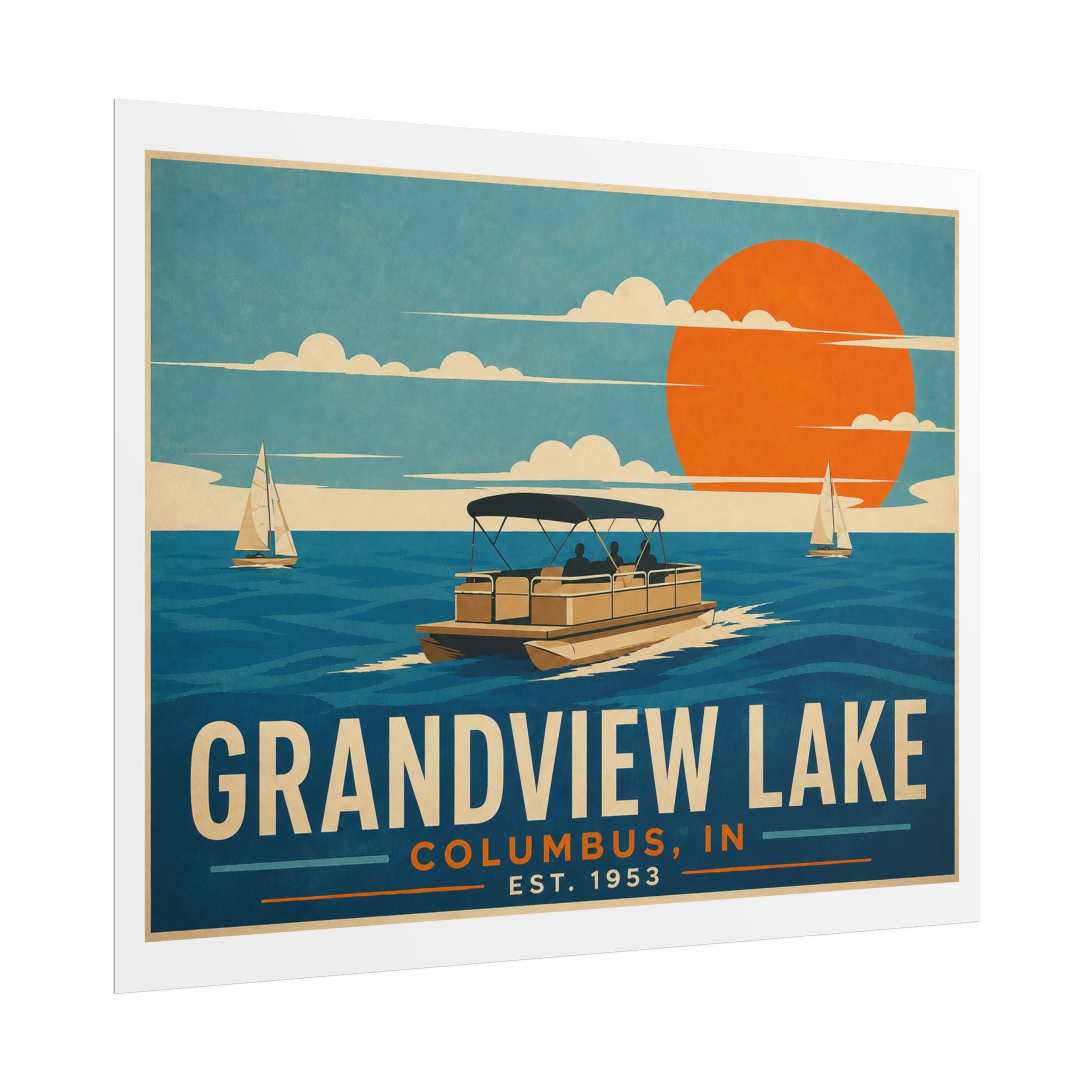 Grandview Lake Poster — Vintage Lake Travel Print (Rolled Poster)