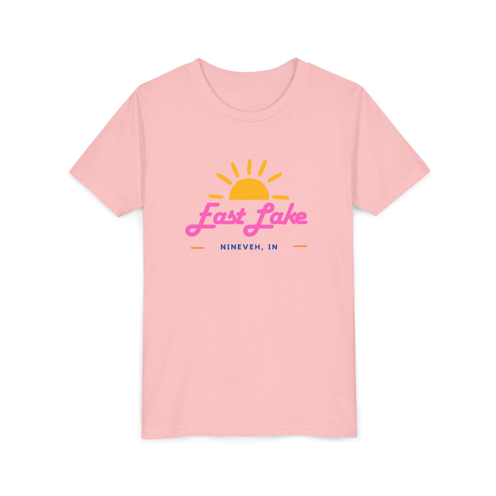 Youth Tee — East Lake Retro Sunset Kids Shirt (East Lake, IN)