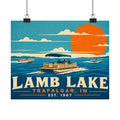 Lamb Lake Poster — Vintage Lake Boat Print (Trafalgar, IN, Est. 1967)