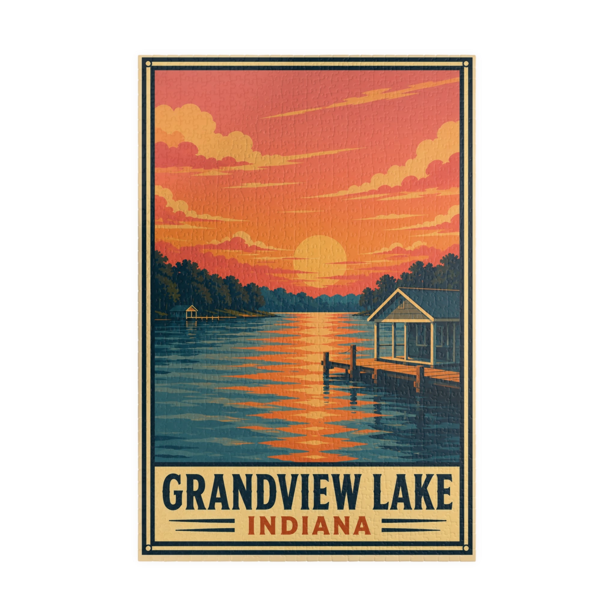 Grandview Lake Indiana Sunset Puzzle — Scenic Lakeview Jigsaw (1014 pcs)