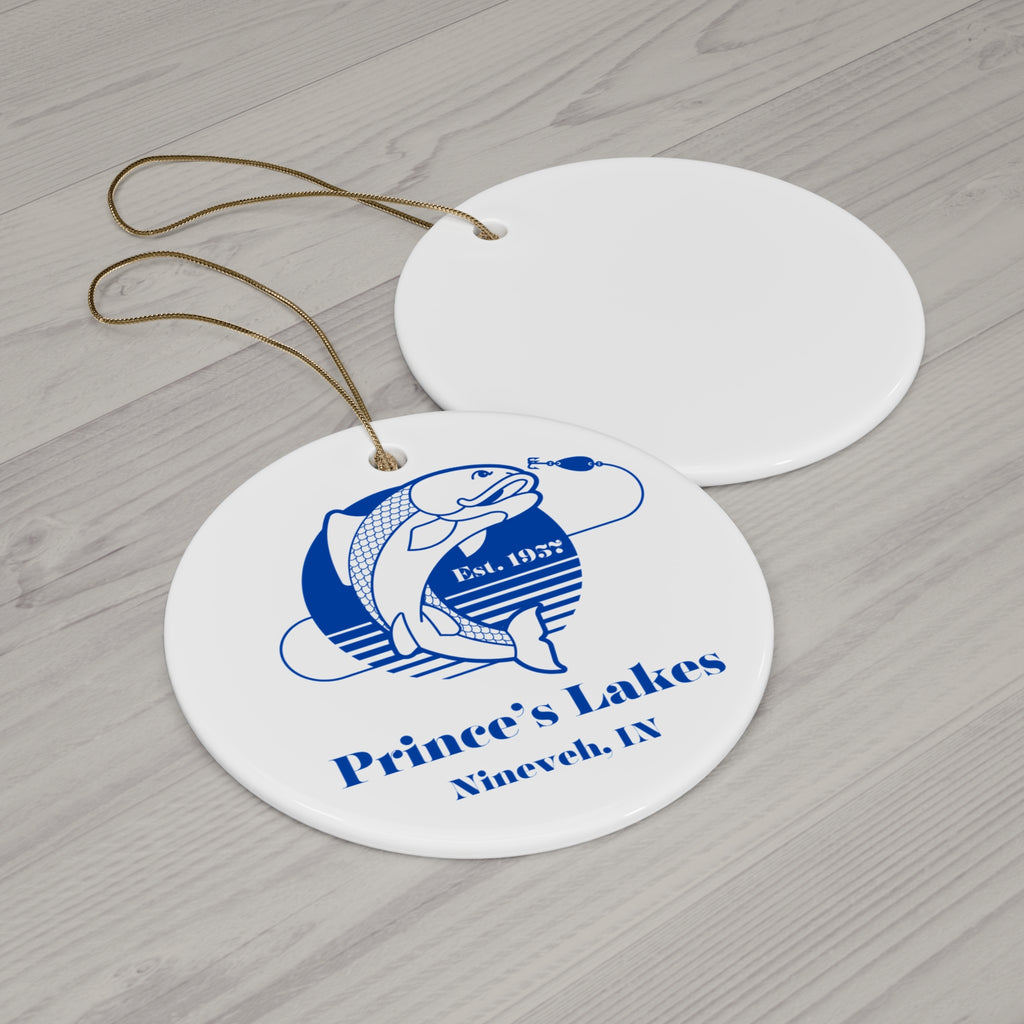Ceramic Ornament — Prince's Lakes Fishing Holiday Keepsake (Nineveh, IN)