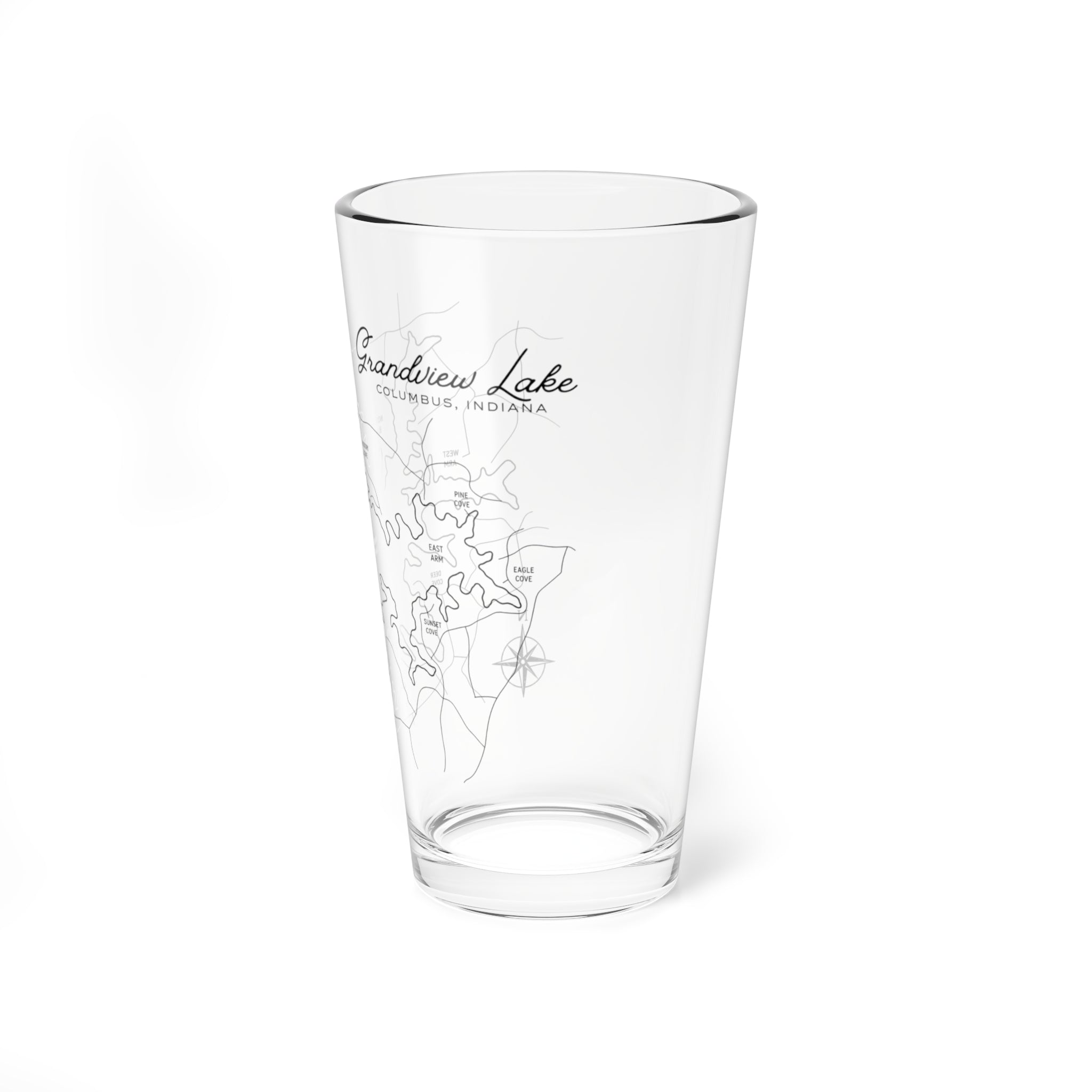 16oz Grandview Lake Map Cocktail Glass