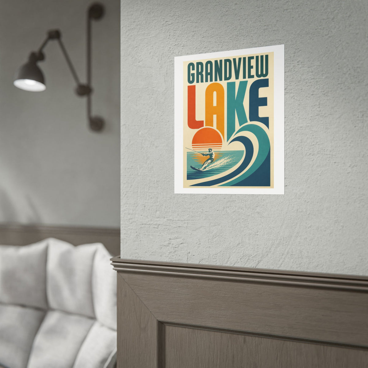 Grandview Lake Vintage Surf Poster — Retro Lakeside Wall Art (Rolled Poster)