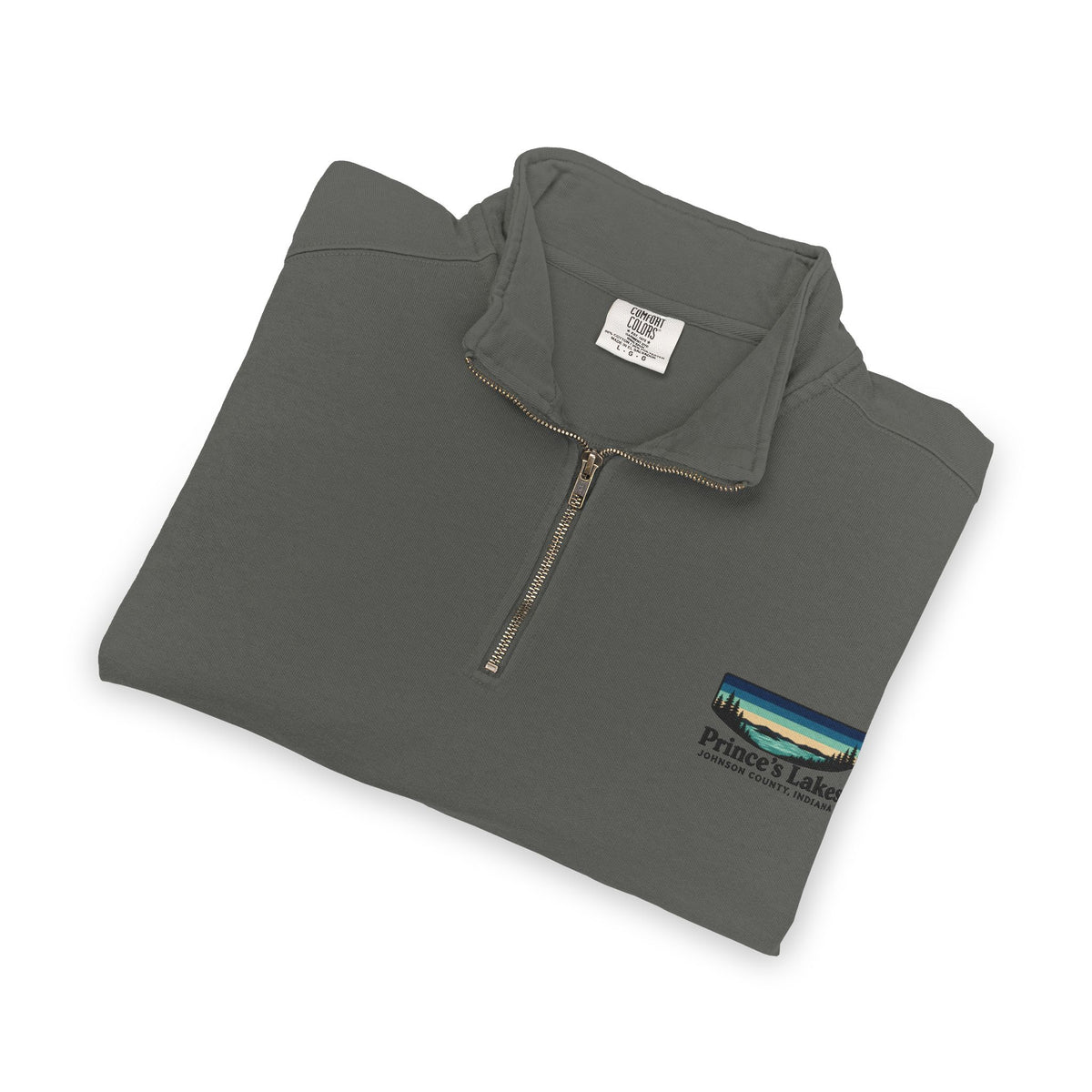 Quarter-Zip Sweatshirt — Pleasant Lake Retro Sunset Patch