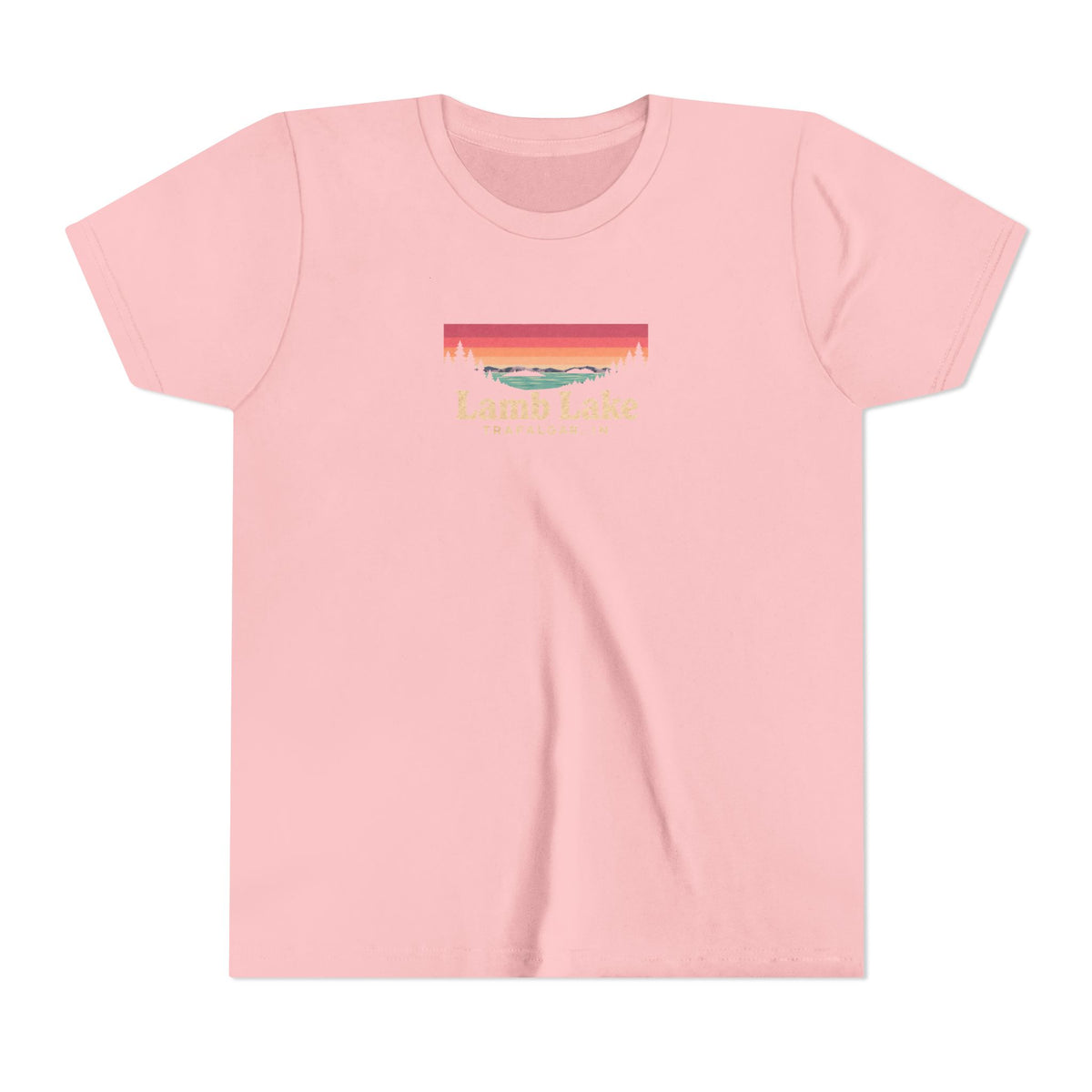 Youth Tee — Lamb Lake Retro Sunset Graphic
