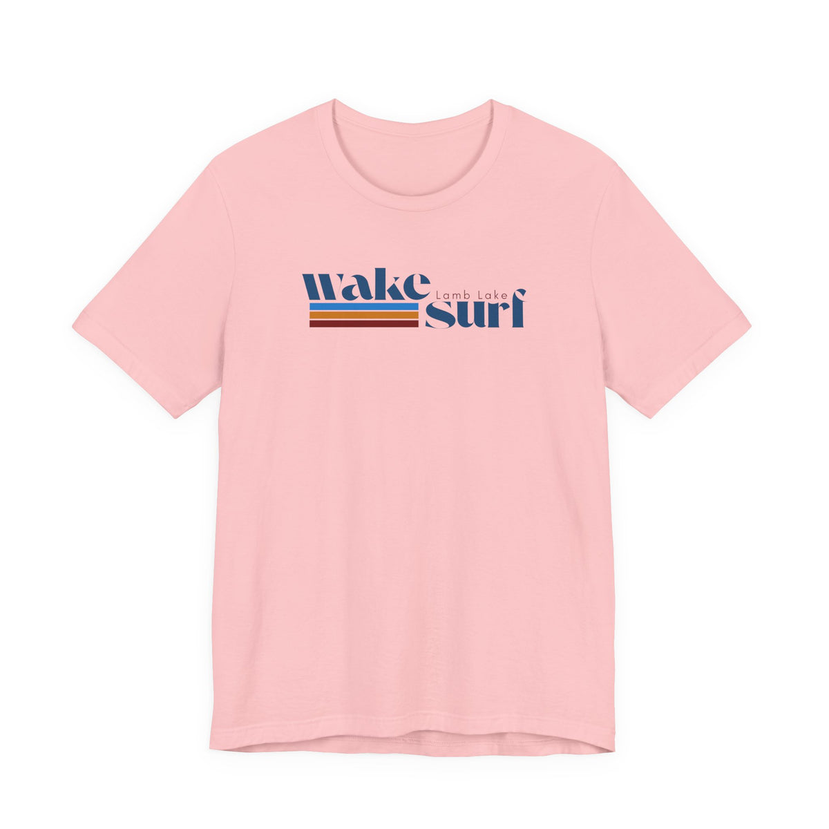 Wake Surf Lamb Lake Stripe Tee — Retro Surfing Graphic T-Shirt