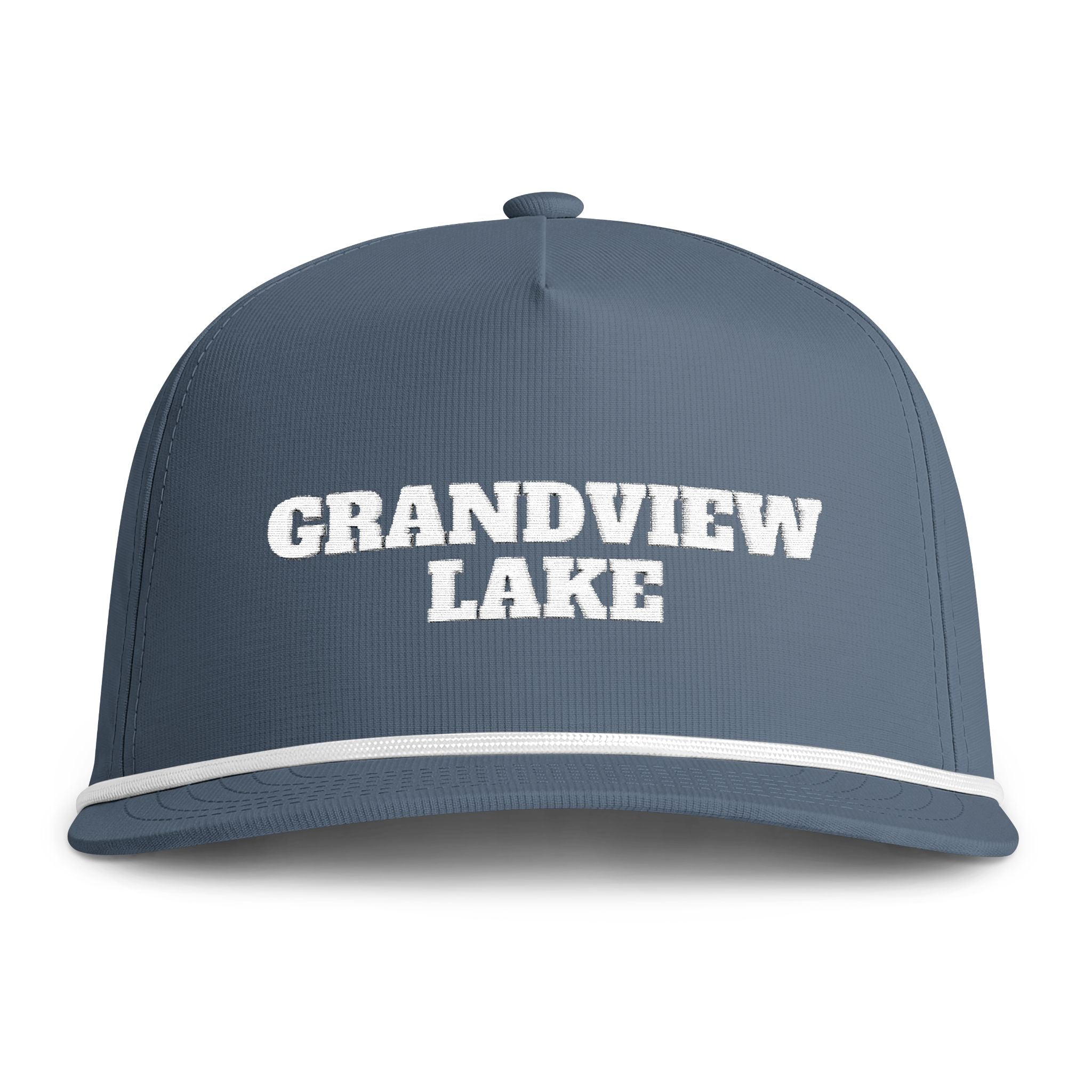 Sunwashed Rope Cap - "GRANDVIEW LAKE' Embroidered Trucker Hat