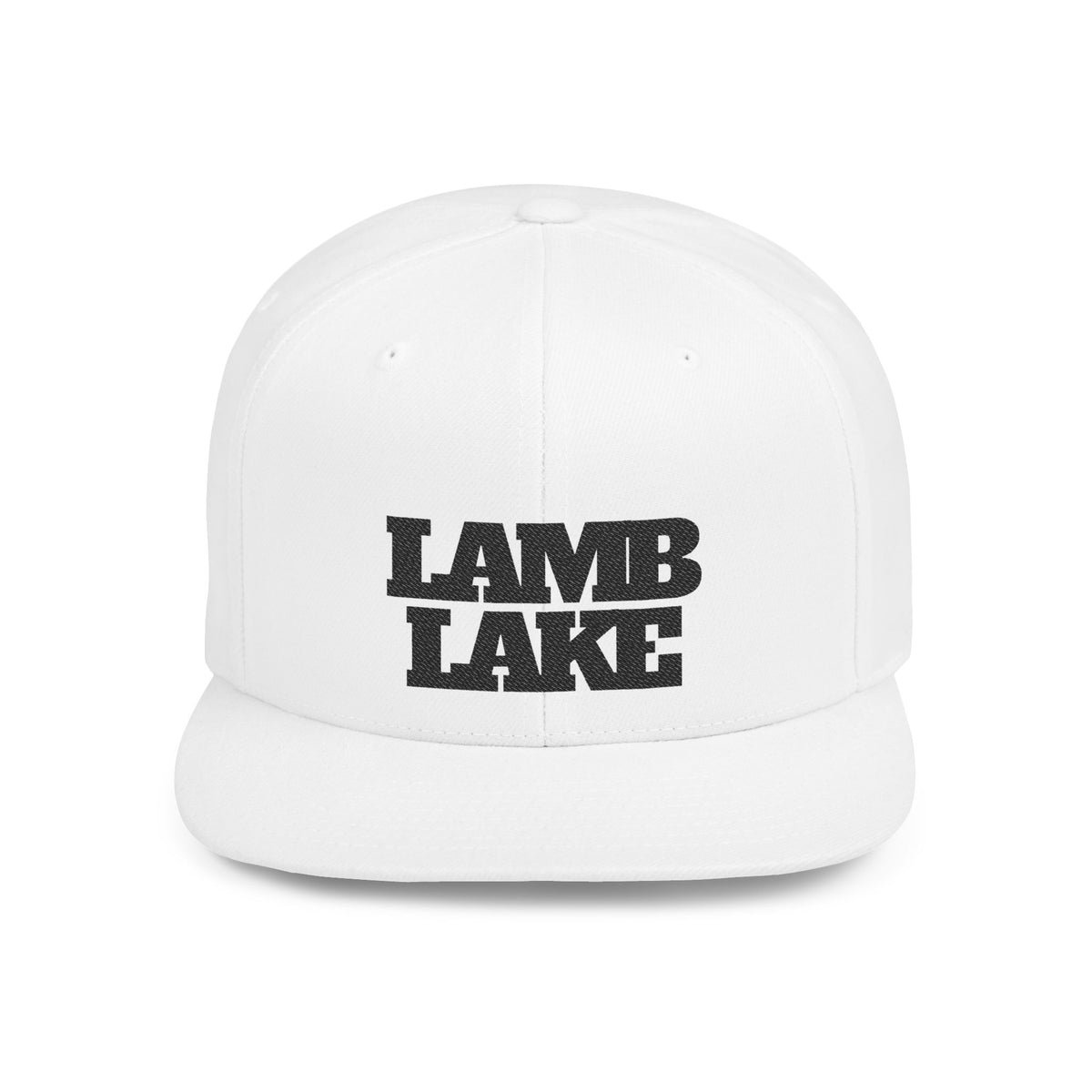 Lamb Lake Flat Bill Snapback Hat — Retro Embroidered Lake Cap
