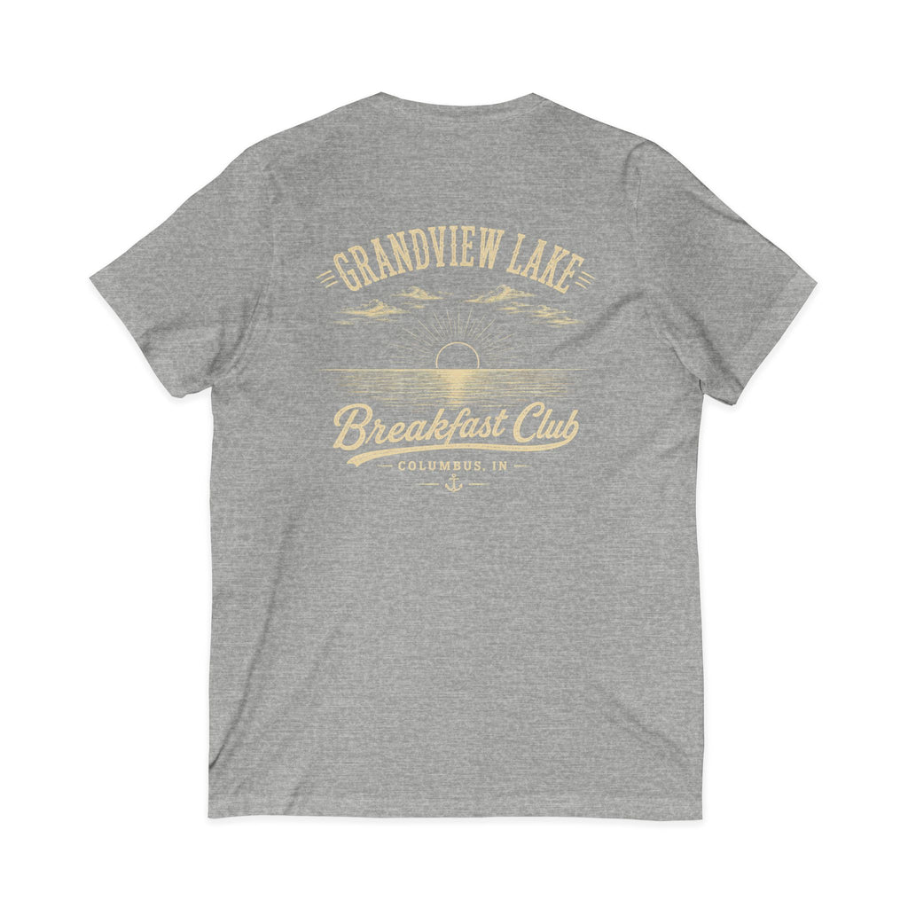 Good Food Good Company Good Morning V-Neck Tee — Retro Grandview Lake Breakfast Club Graphic Shirt