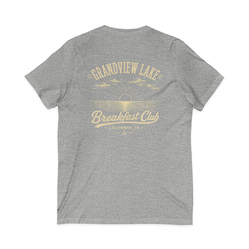 Good Food Good Company Good Morning V-Neck Tee — Retro Grandview Lake Breakfast Club Graphic Shirt