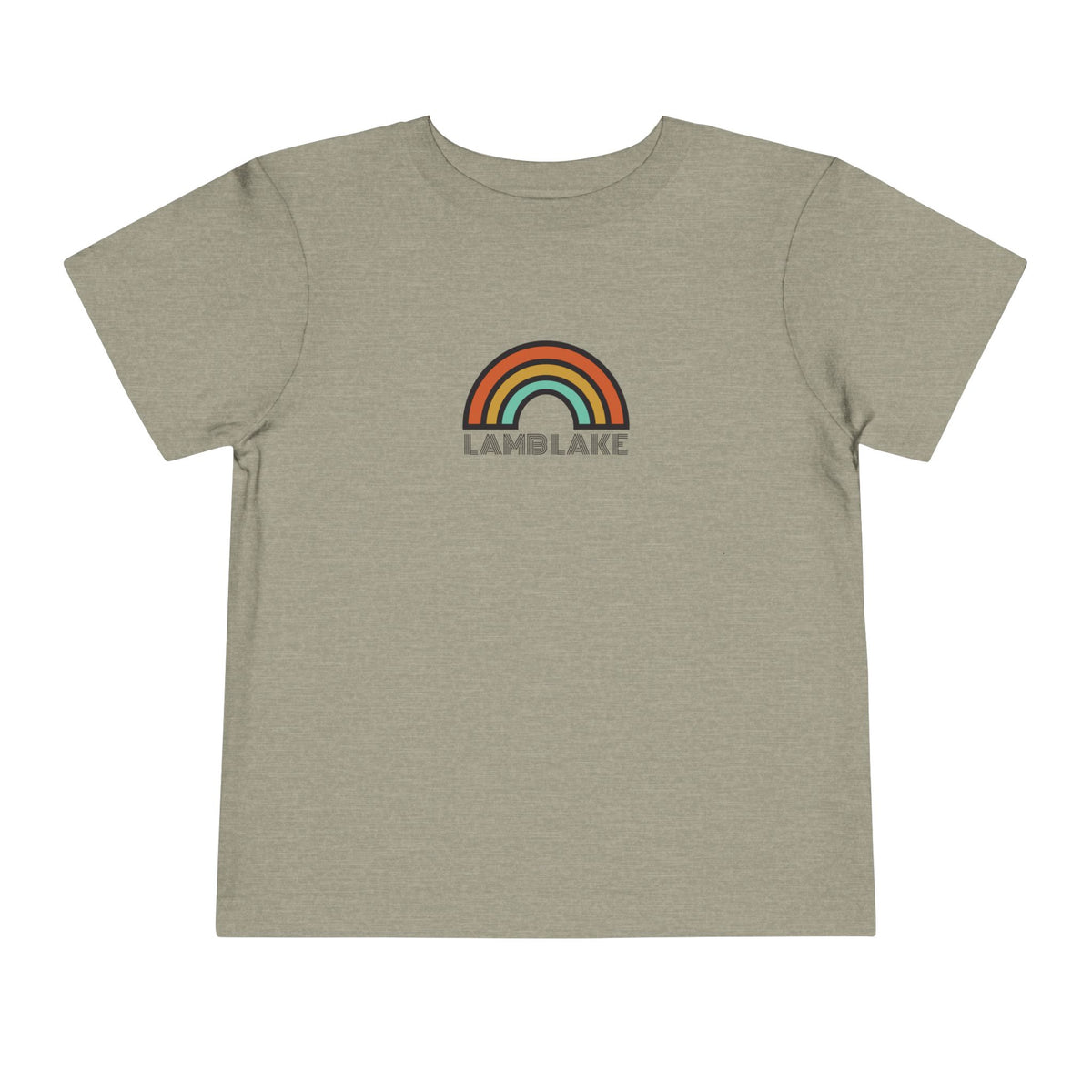 Retro Rainbow Toddler Tee — "Lamb Lake" Graphic Short Sleeve