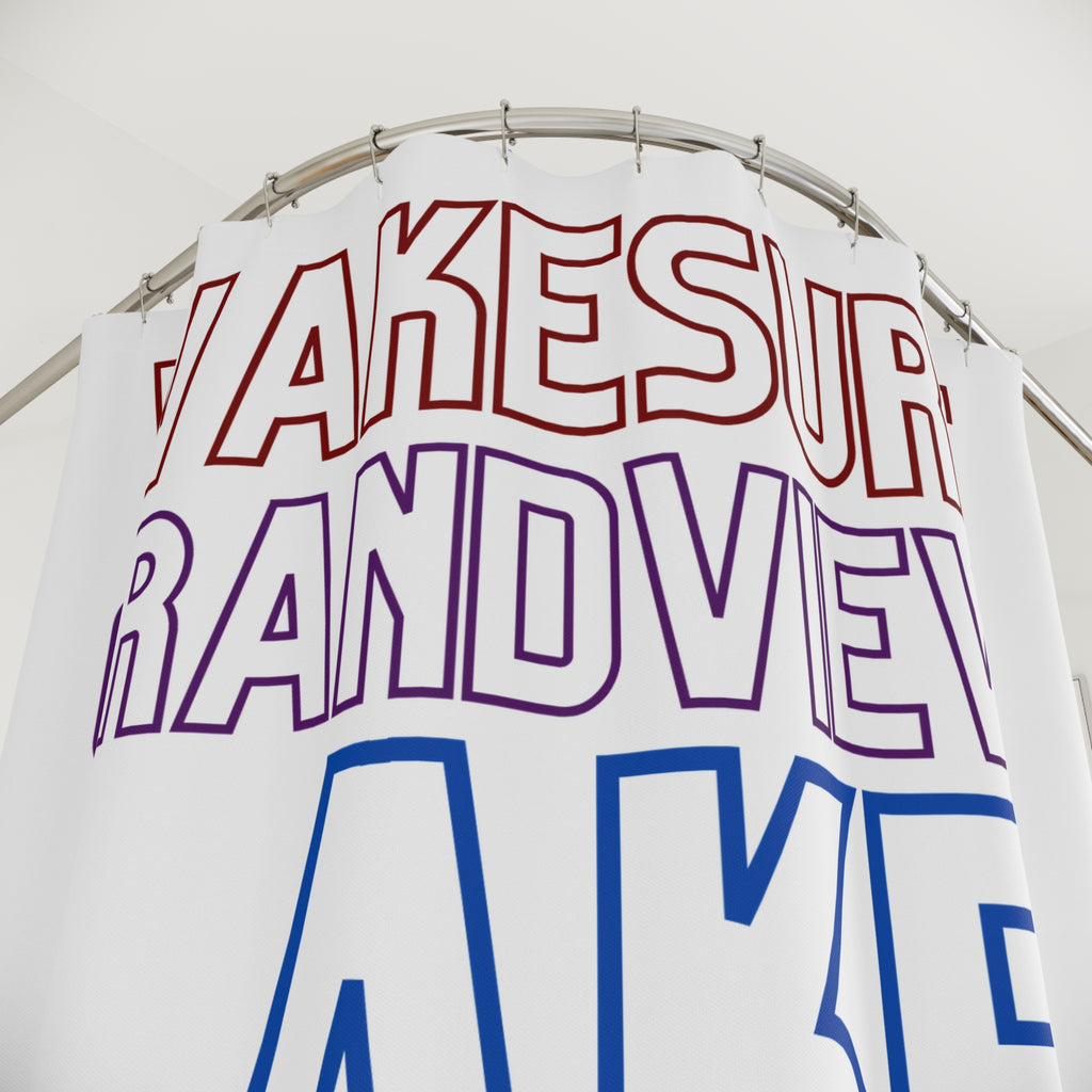 Grandview Lake Wakesurf Shower Curtain — Columbus Indiana Lake Typography