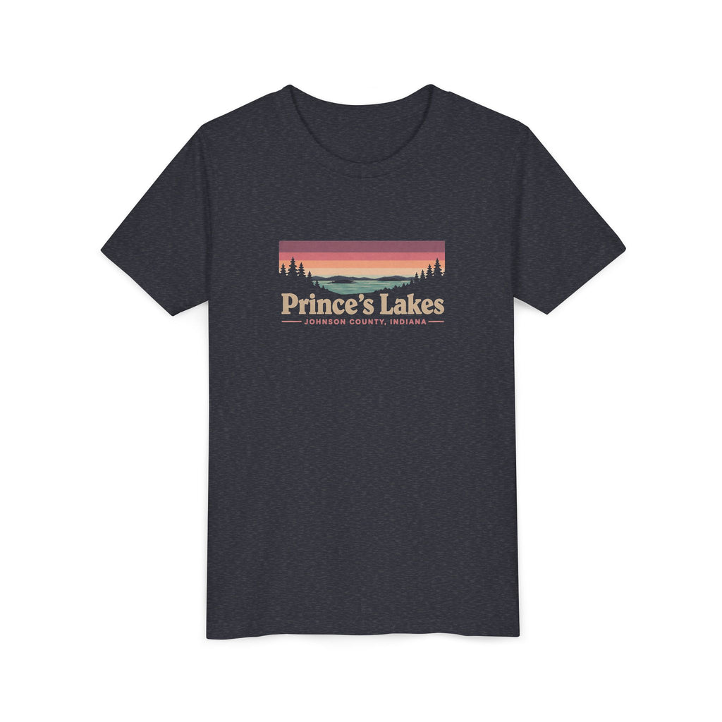 Youth Tee — Prince's Lakes Retro Sunset Graphic