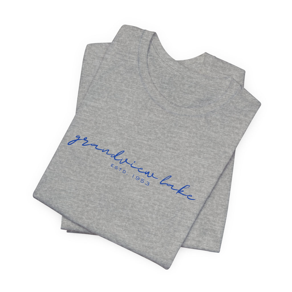Script "grandview lake" Unisex Jersey Short Sleeve Tee