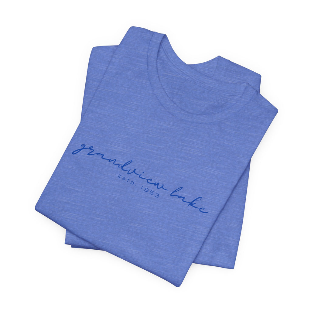 Script "grandview lake" Unisex Jersey Short Sleeve Tee
