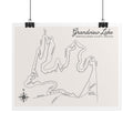 Grandview Lake Map Poster — Rolled Vintage Nautical Lake Map Wall Art