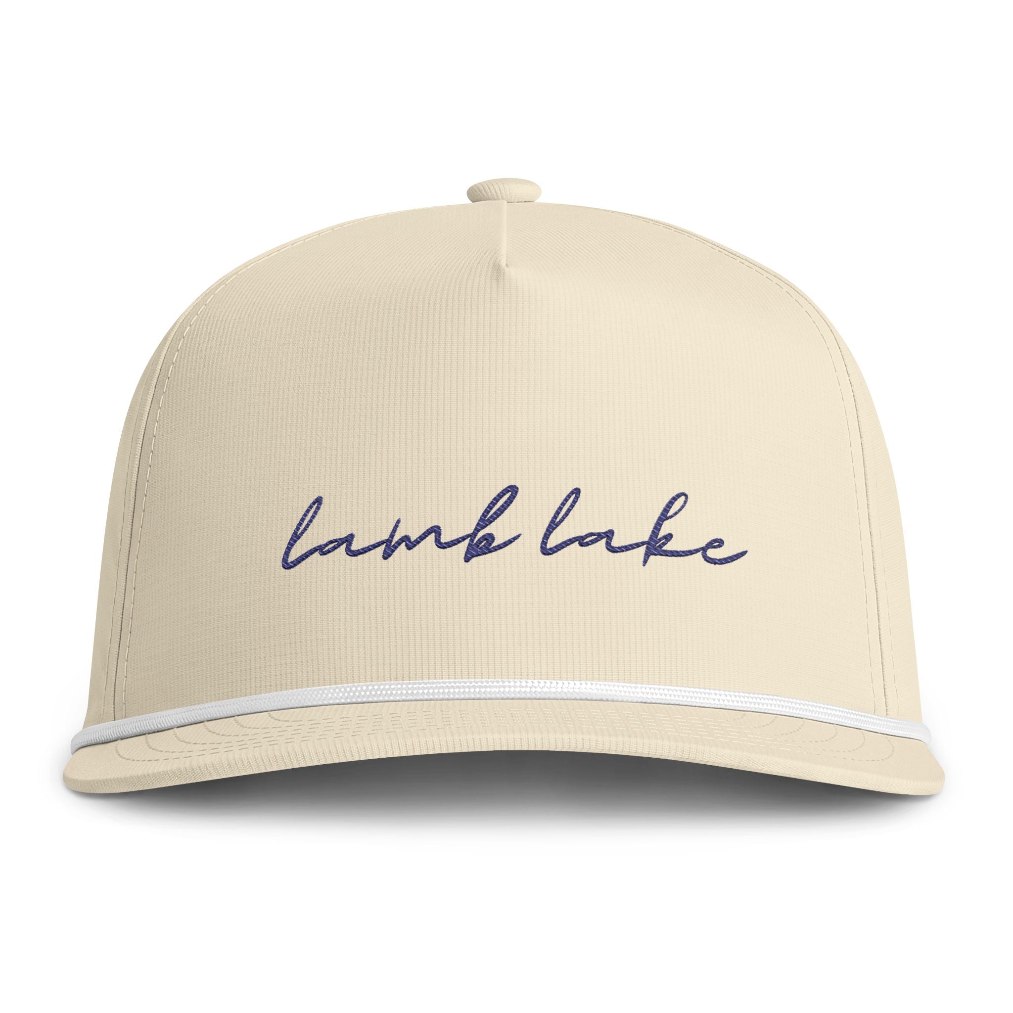 Sunwashed Rope Cap – 'Lamb Lake' Vintage Script Baseball Hat