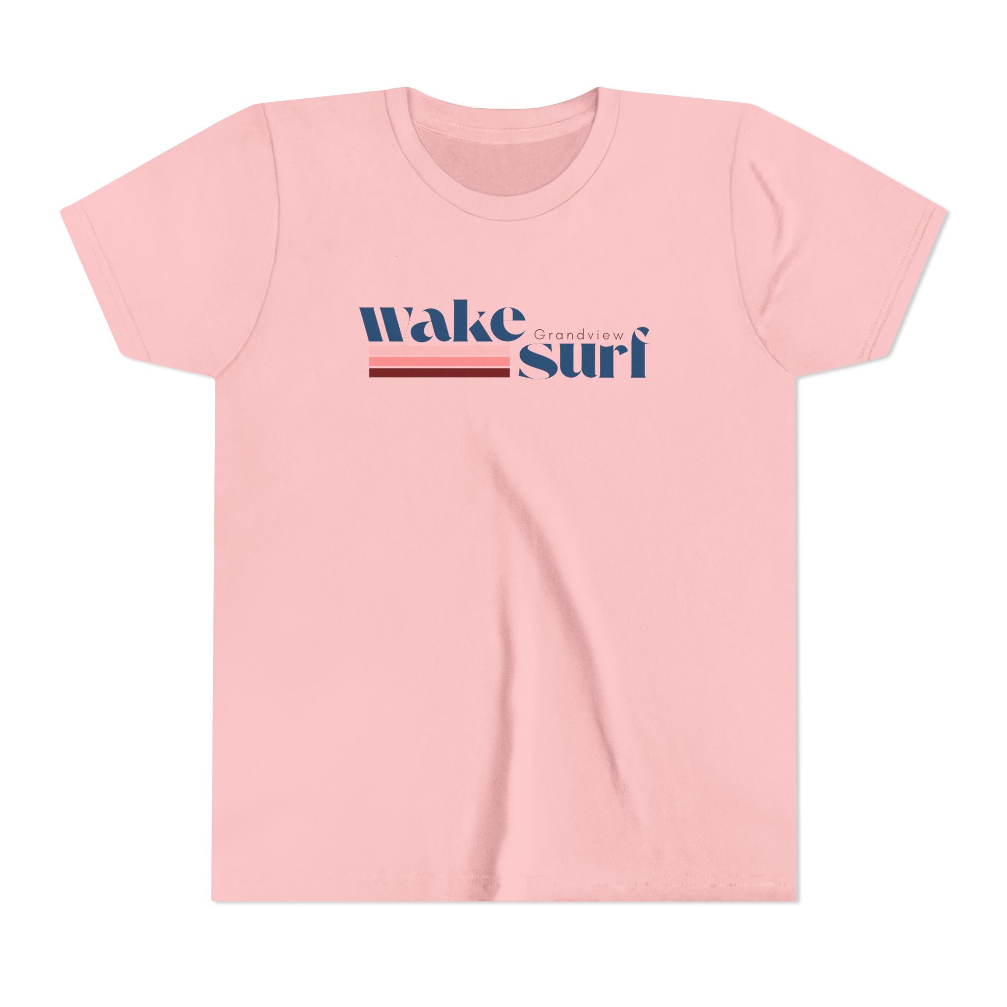 Youth Tee - "Wake Surf Grandview" Retro Striped Kids Surf T‑Shirt