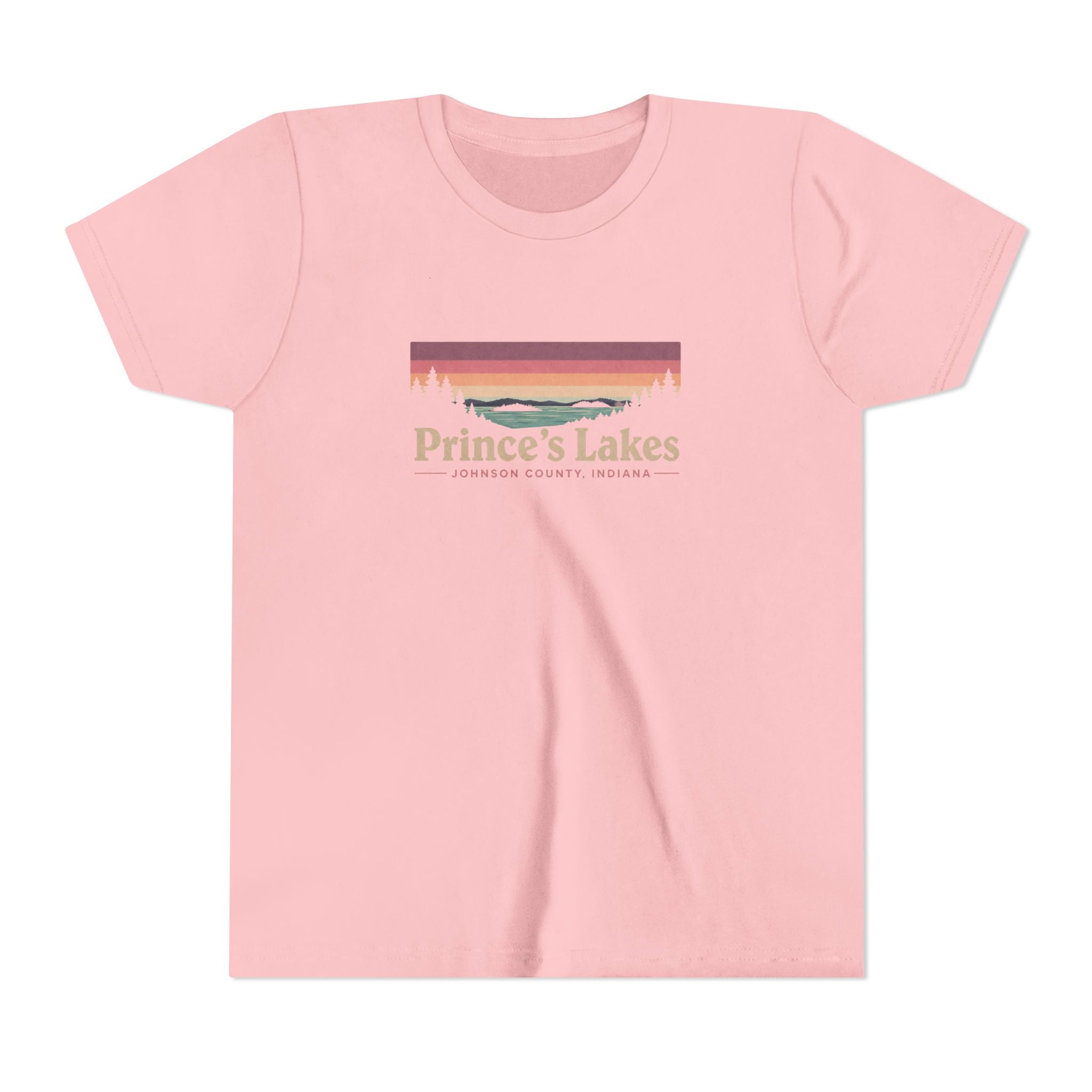 Youth Tee — Prince's Lakes Retro Sunset Graphic