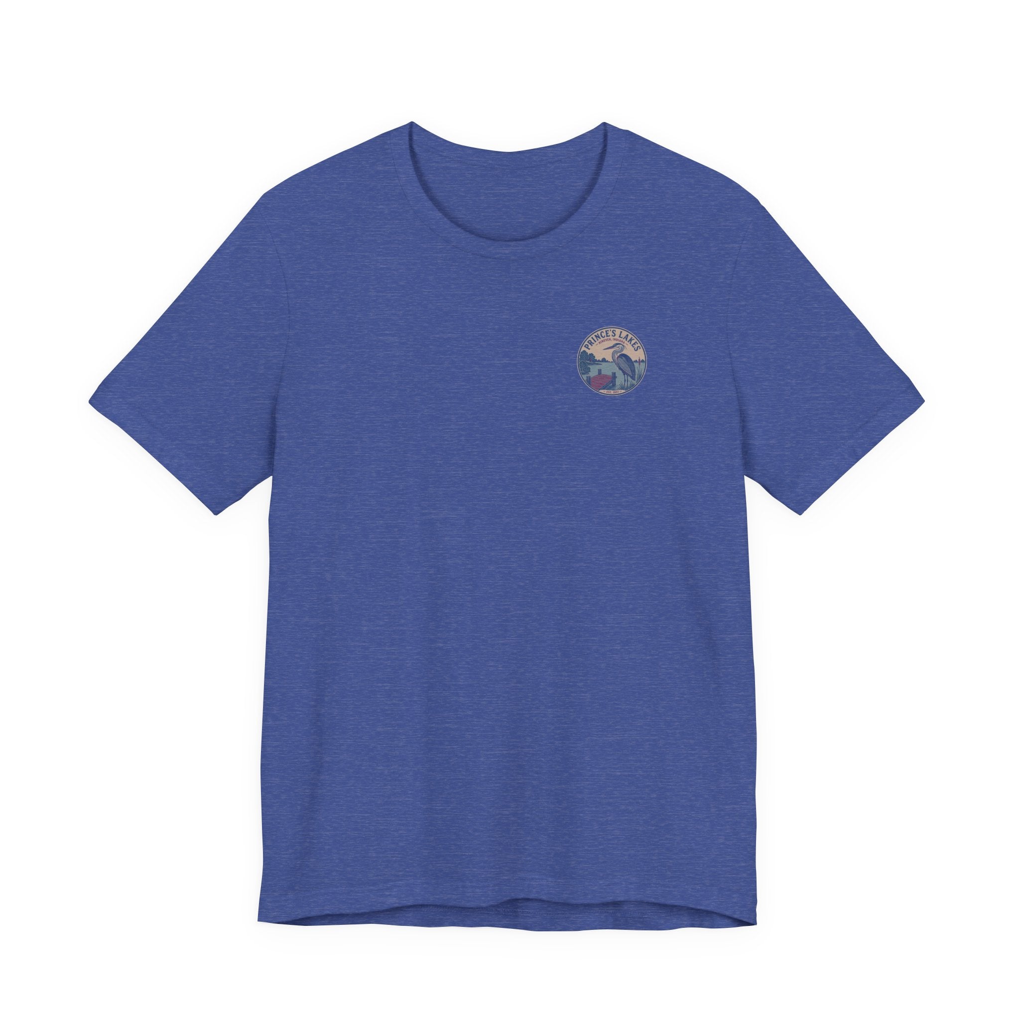 Prince's Lakes Great Blue Heron Graphic Tee — Vintage Nature Pocket & Back Print