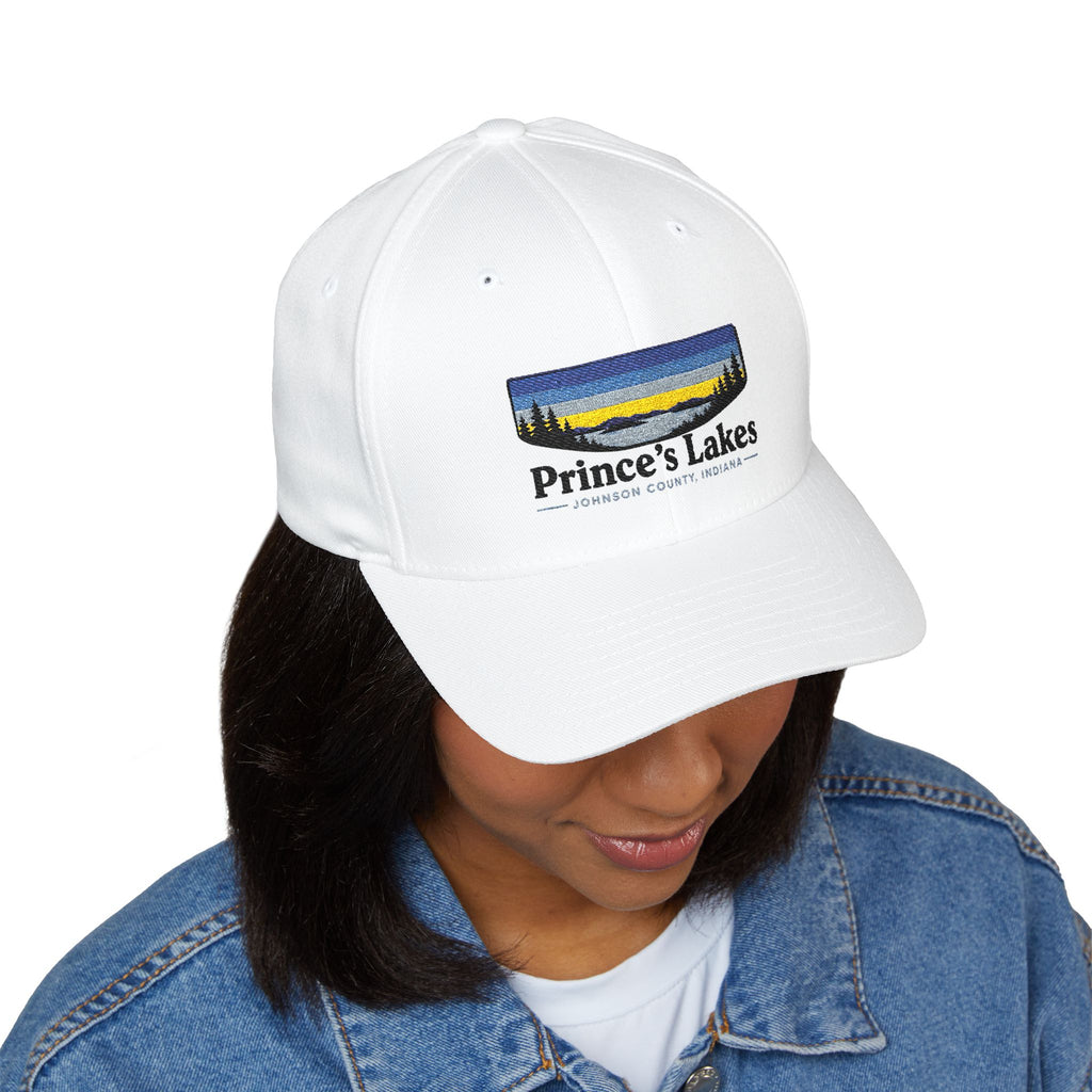 Prince’s Lakes Embroidered Cap — Scenic Lake Sunset Hat