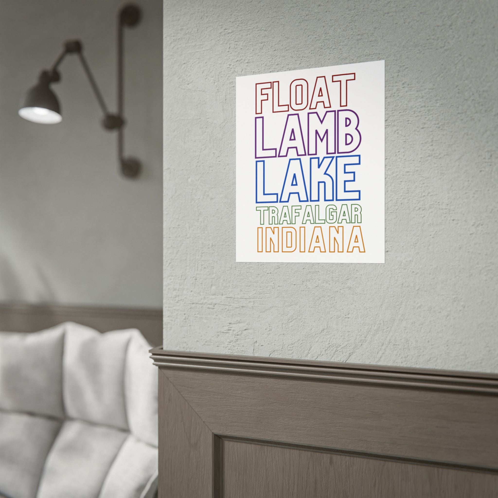 Rolled Poster — Float Lamb Lake Trafalgar Indiana Minimal Typography Art