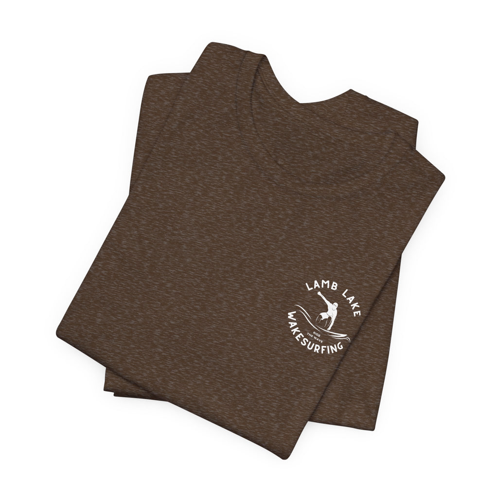 Wakesurf Pocket & Back Print Lamb Lake Minimalist Tee —  Short Sleeve Shirt