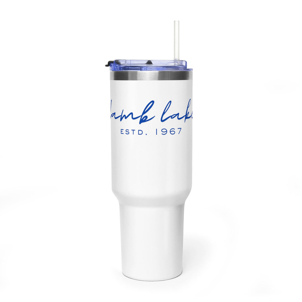 40oz Vacuum Tumbler — 'Lamb Lake' Script Insulated Travel Mug