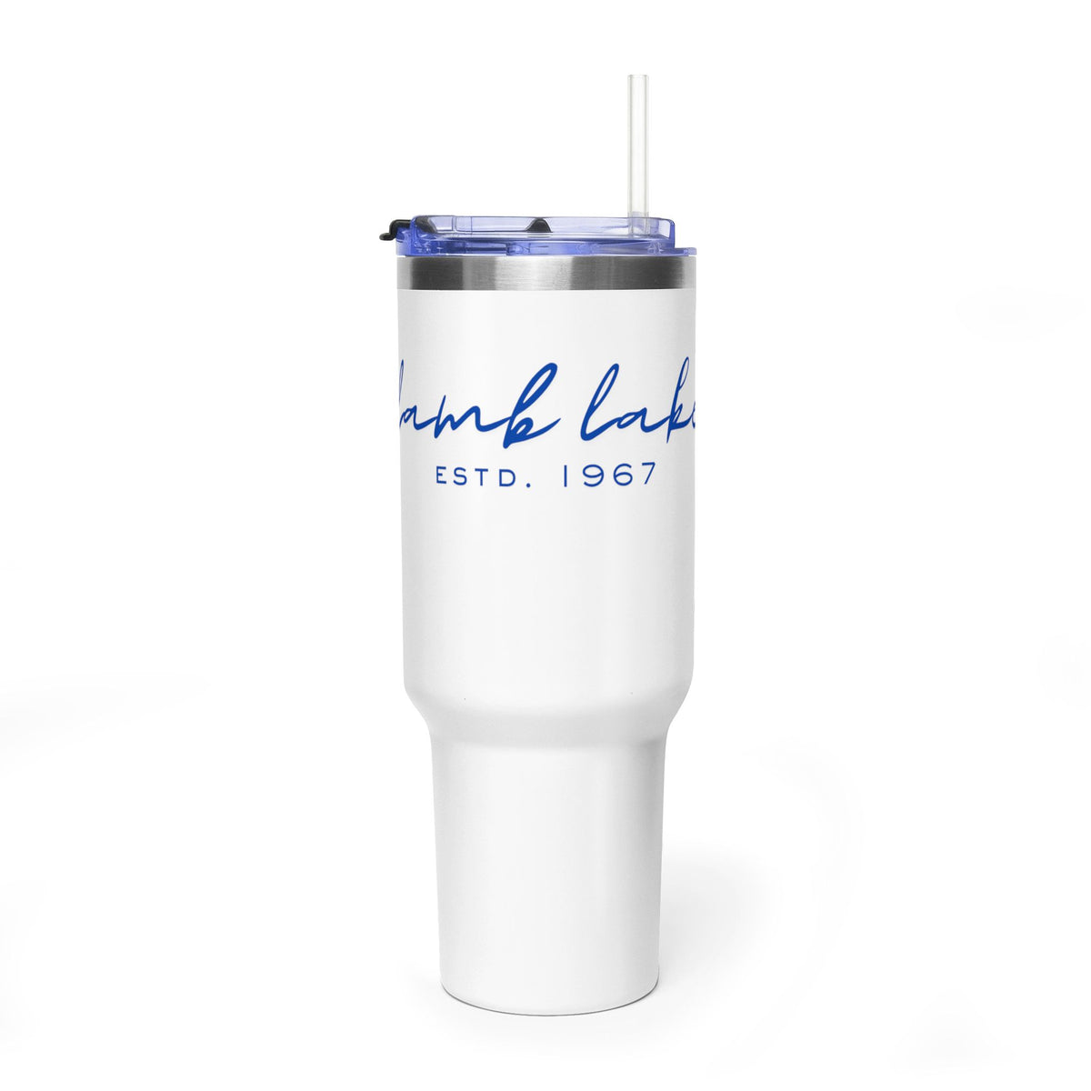 40oz Vacuum Tumbler — 'Lamb Lake' Script Insulated Travel Mug