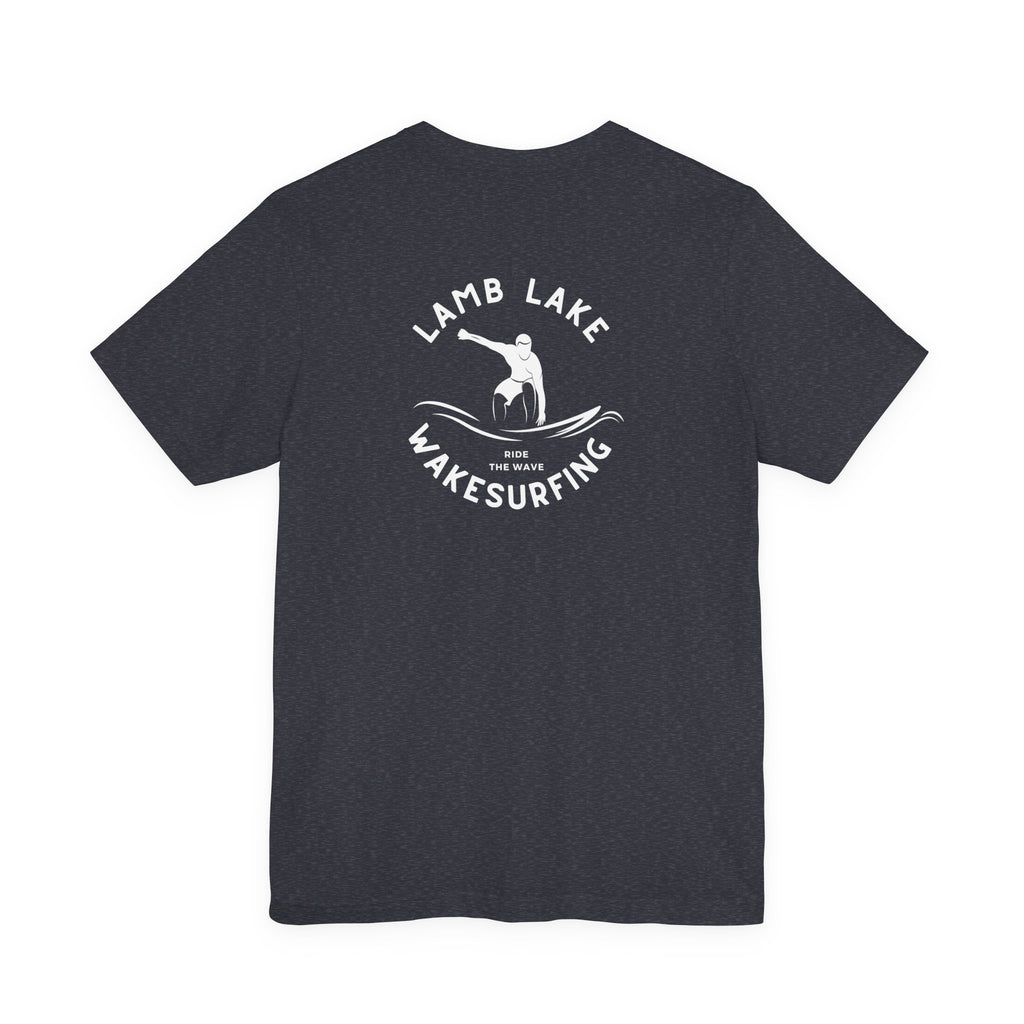 Wakesurf Pocket & Back Print Lamb Lake Minimalist Tee —  Short Sleeve Shirt