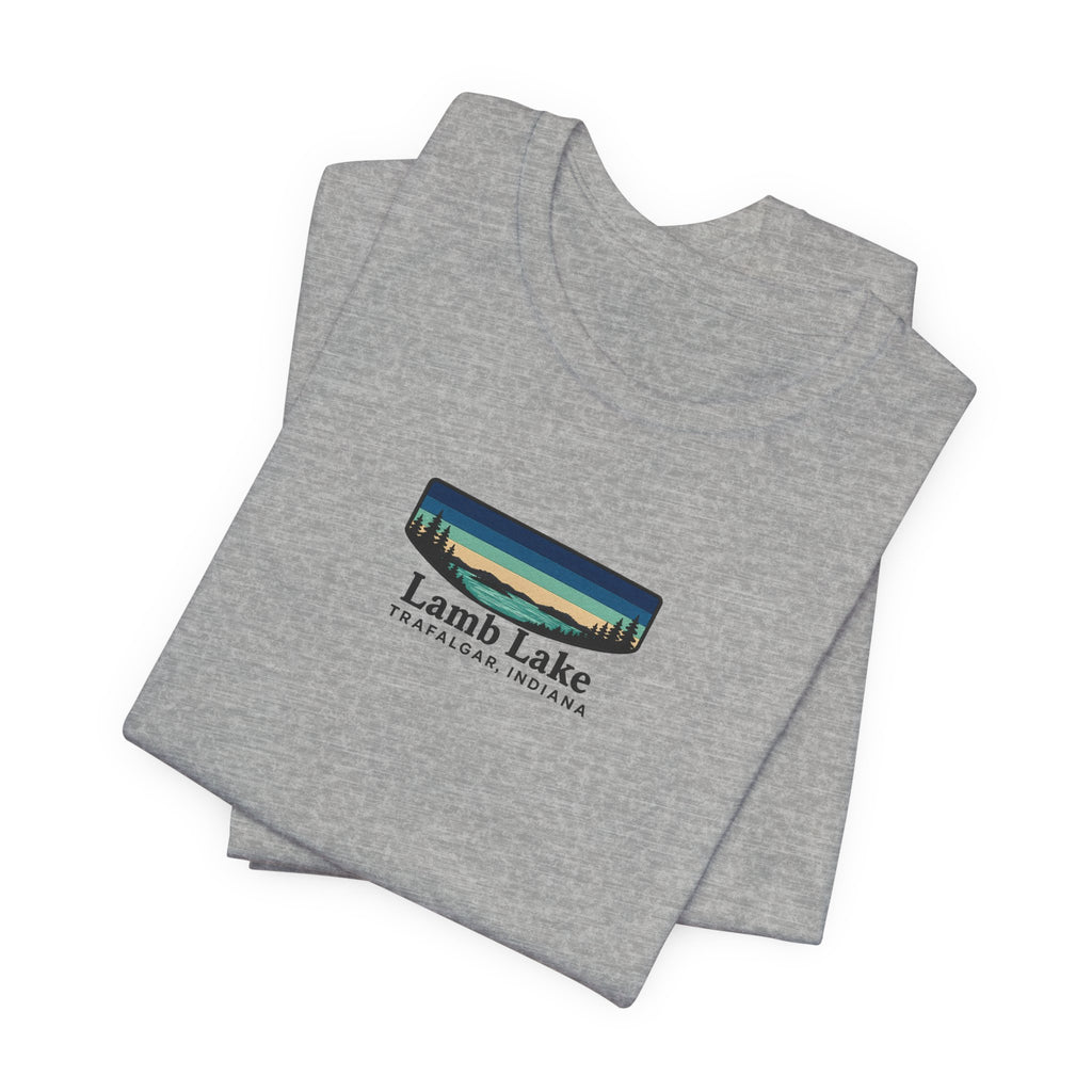 Lamb Lake Landscape Tee — Retro Mountain Lake Graphic T-Shirt