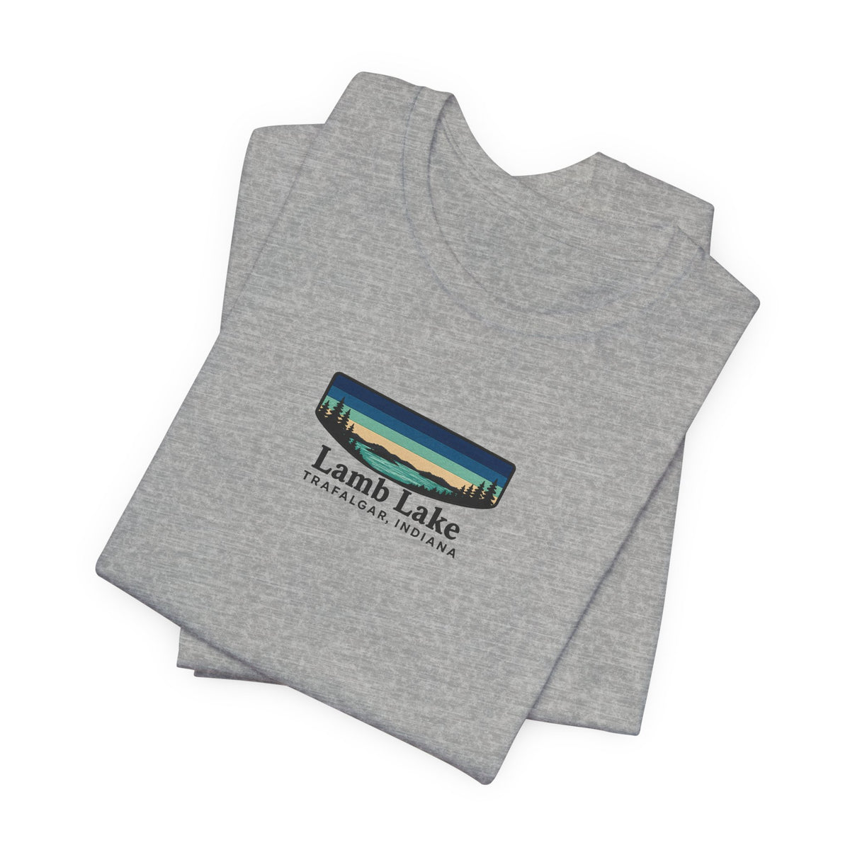 Lamb Lake Landscape Tee — Retro Mountain Lake Graphic T-Shirt