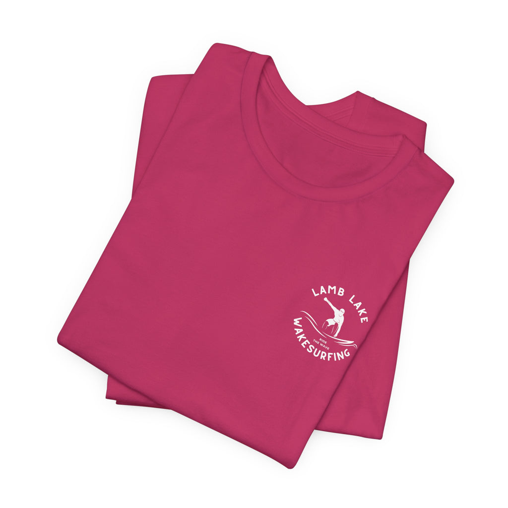 Wakesurf Pocket & Back Print Lamb Lake Minimalist Tee —  Short Sleeve Shirt