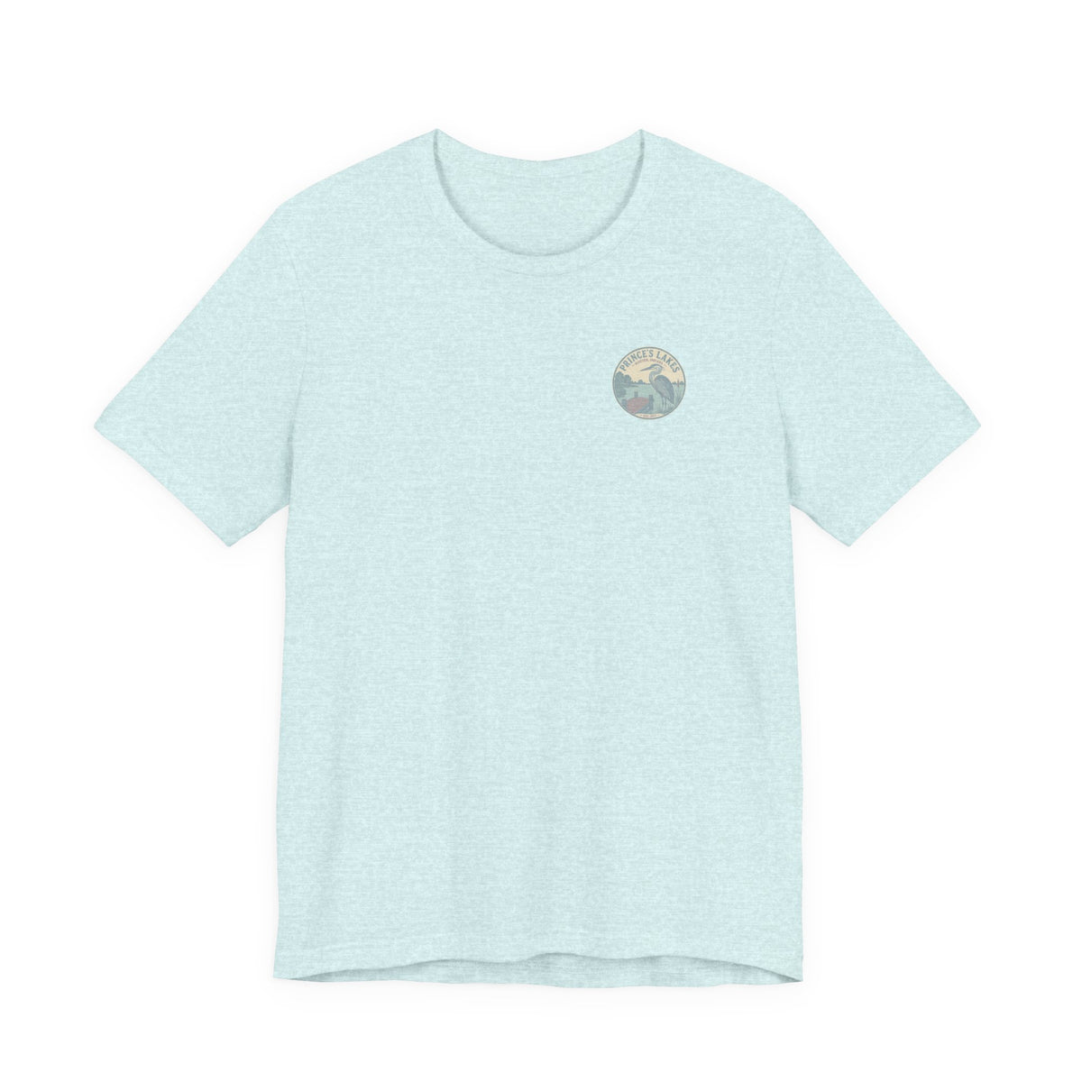 Prince's Lakes Great Blue Heron Graphic Tee — Vintage Nature Pocket & Back Print