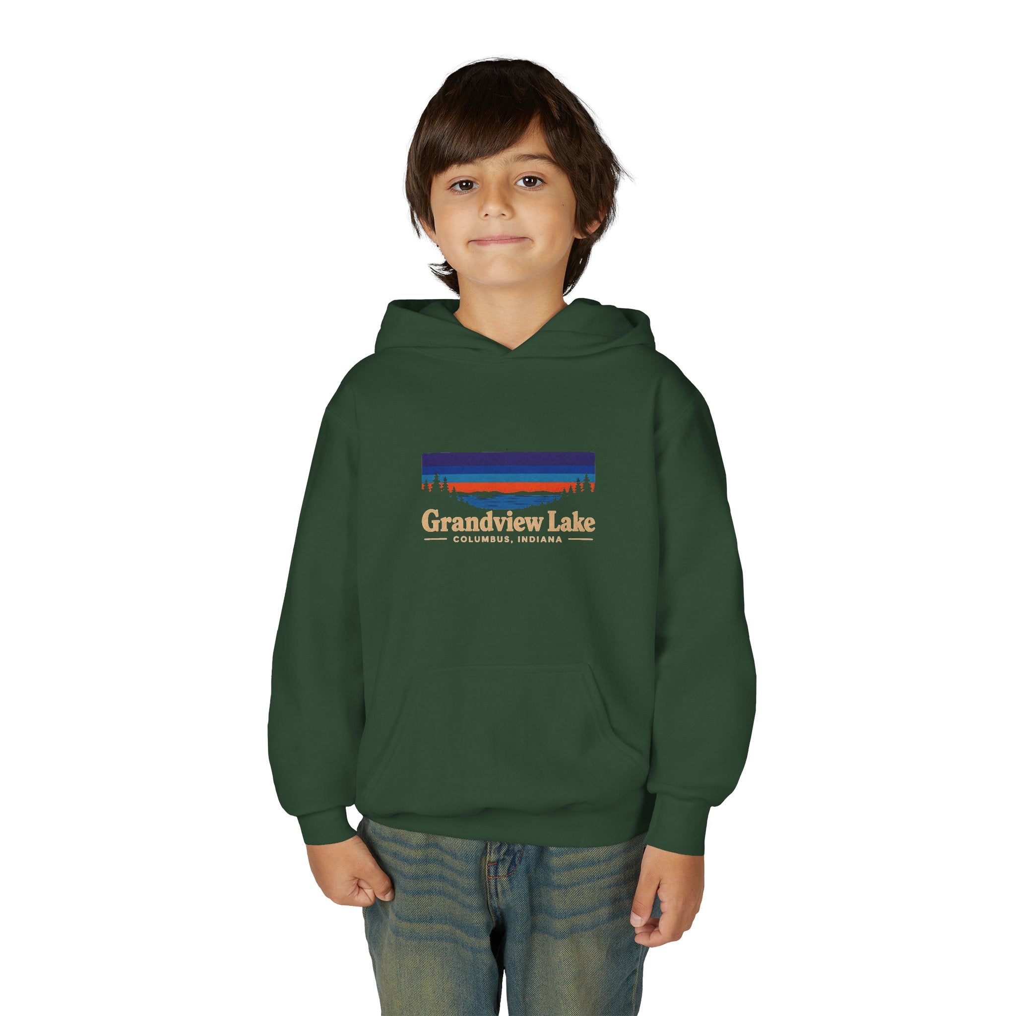 Youth Hoodie - Grandview Lake Sunset Logo