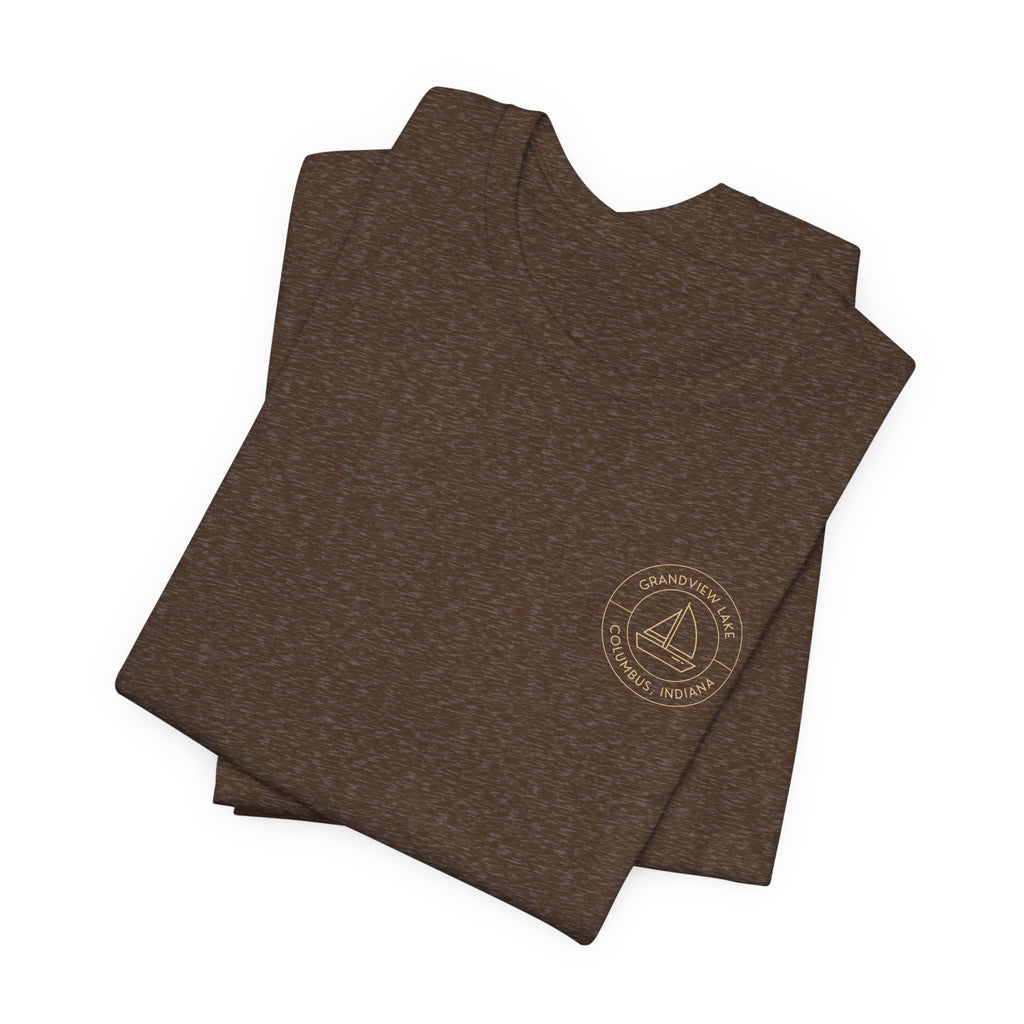 Sailboat Pocket & Back Print Grandview Lake Minimalist Tee —  Short Sleeve Shirt