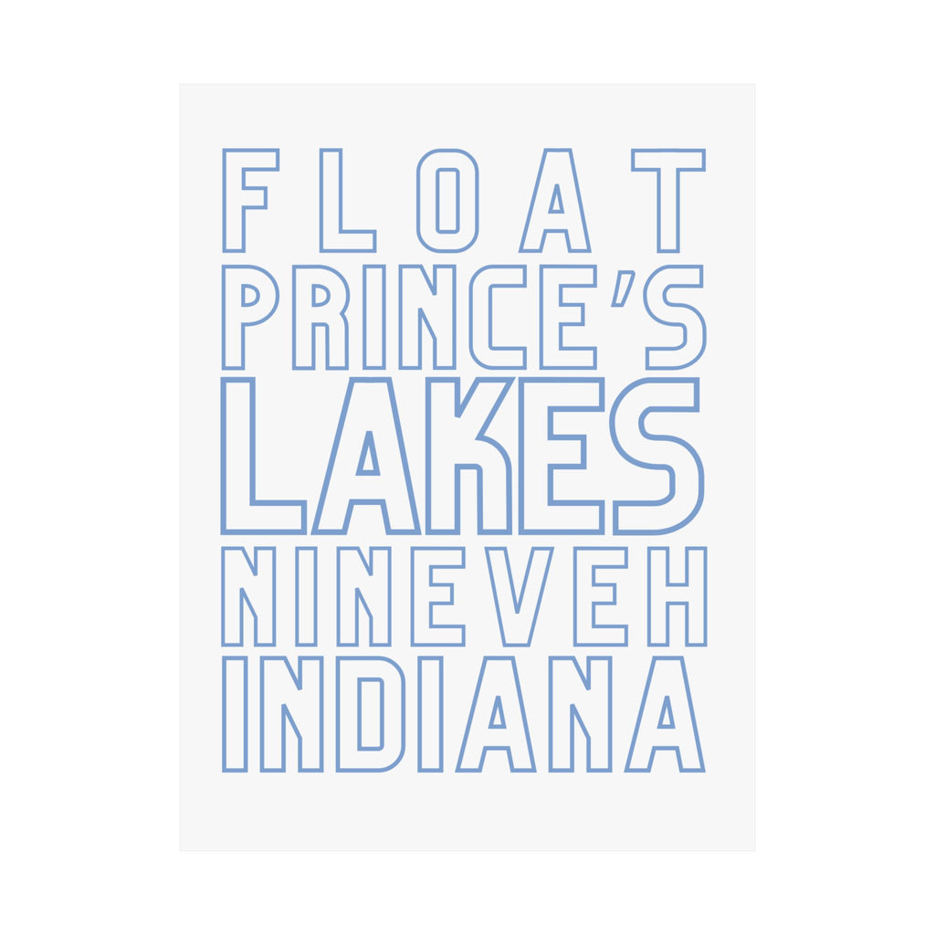 Poster — Float Prince’s Lakes, Nineveh Indiana (Minimal Blue Typography)