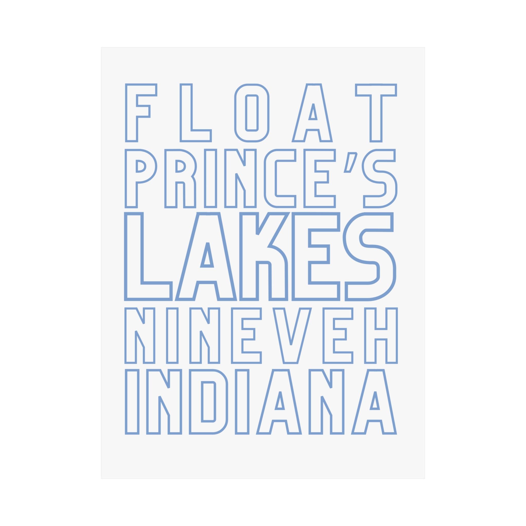 Poster — Float Prince’s Lakes, Nineveh Indiana (Minimal Blue Typography)