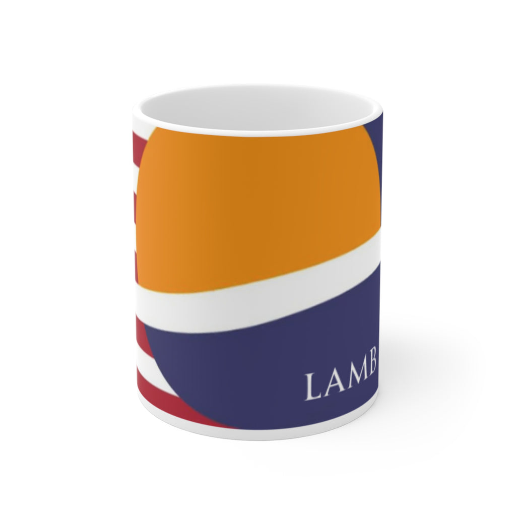 Lamb Lake Flag Sunset Mug — Scenic Lake Cabin Coffee Cup (11oz)