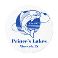 Prince's Lakes Fishing Sticker — Round Vinyl 'Est. 1957' (Nineveh, IN)