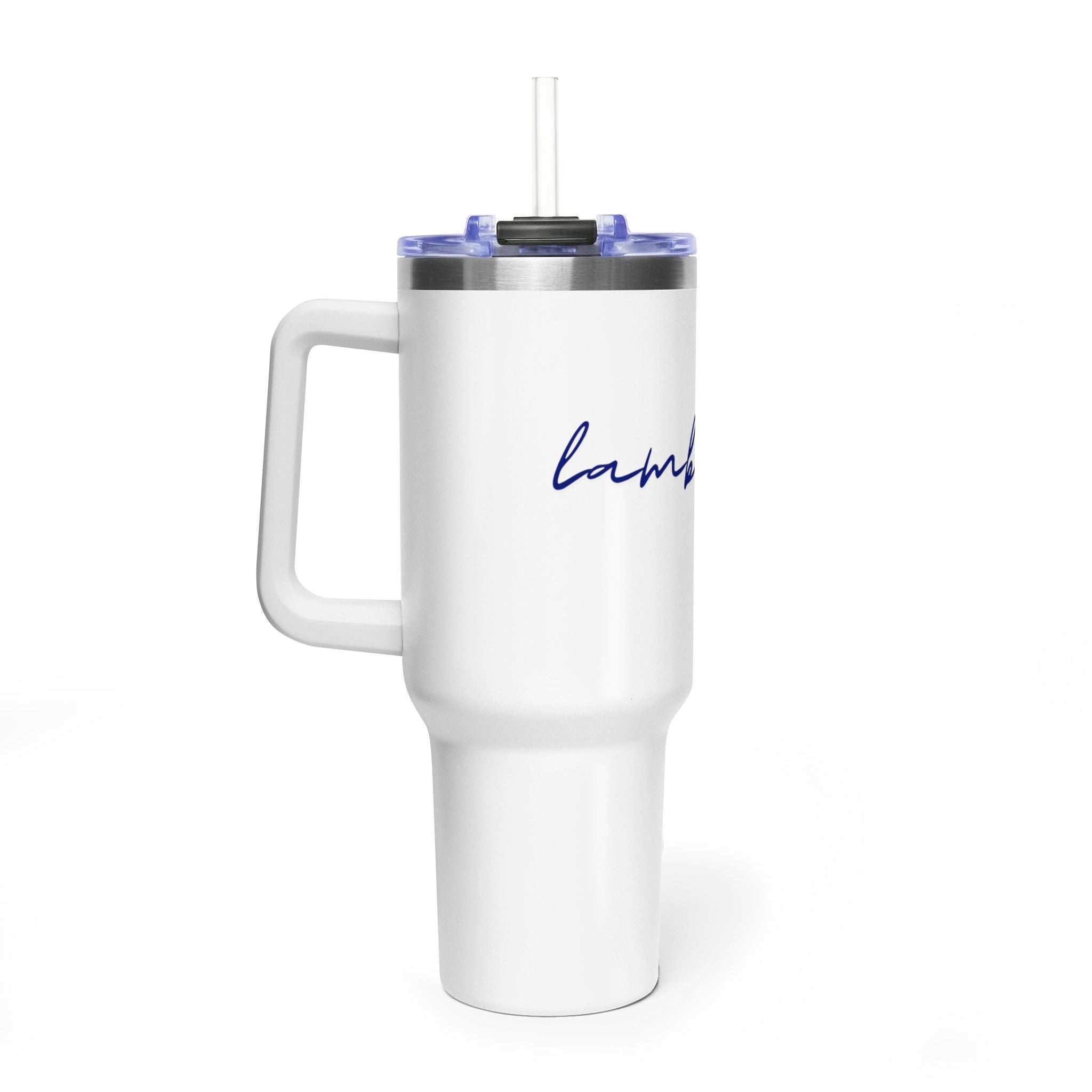 40oz Vacuum Tumbler — 'Lamb Lake' Script Insulated Travel Mug